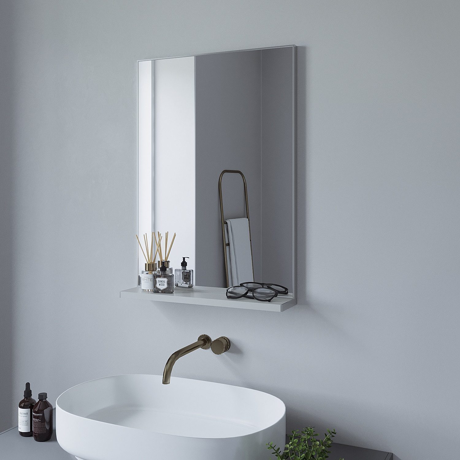 AQUALAVOS Spiegel Wandspiegel Badspiegel mit Ablage 50x70 80x60 100x60 cm D günstig online kaufen