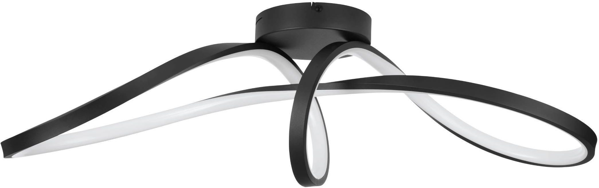 EGLO Deckenleuchte Calarossa-Z Deckenlampe, ZigBee, App und Sprachsteuerung, Metall, CCT - über Fernbedienung, Dimmfunktion, Farbsteuerung, Nachtlichtfunktion, RGB, dimmbar über Fernbedienung, mehrere Helligkeitsstufen, LED fest integriert, Kaltweiß, RGB, Wand-/Deckenleuchte - L70,5 x B23 x H20,5 cm - schwarz - 22W inkl.
