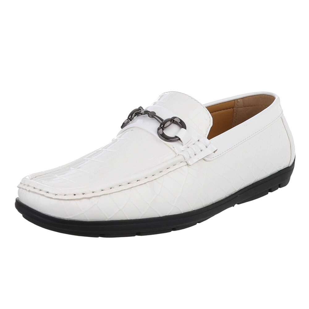 Coolwalk Eleganter Mokassin mit Kroko-Prägung für Herren Slipper (90112433) Flach Slipper in Weiß