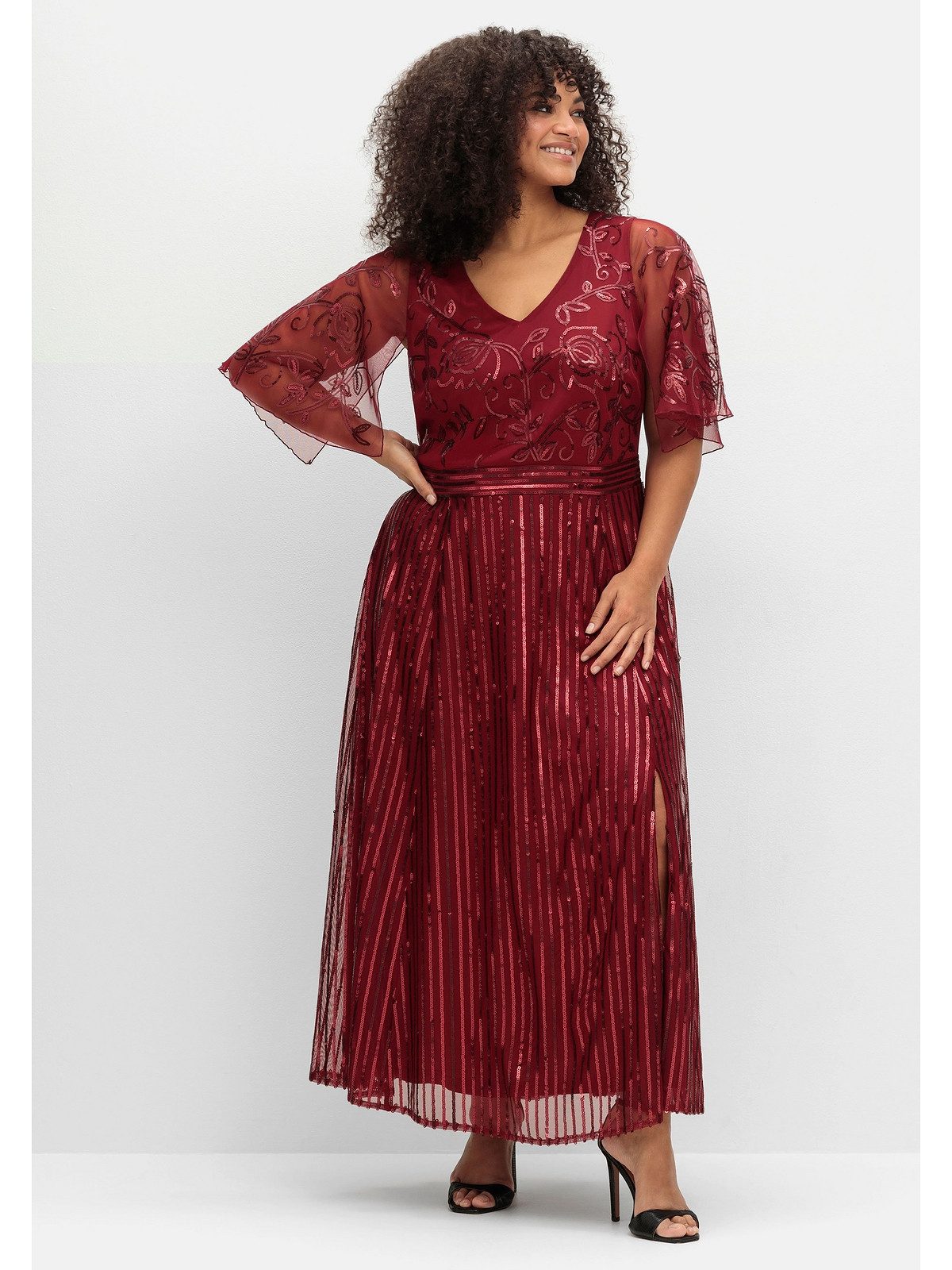 Sheego Abendkleid Große Größen mit Pailletten günstig online kaufen