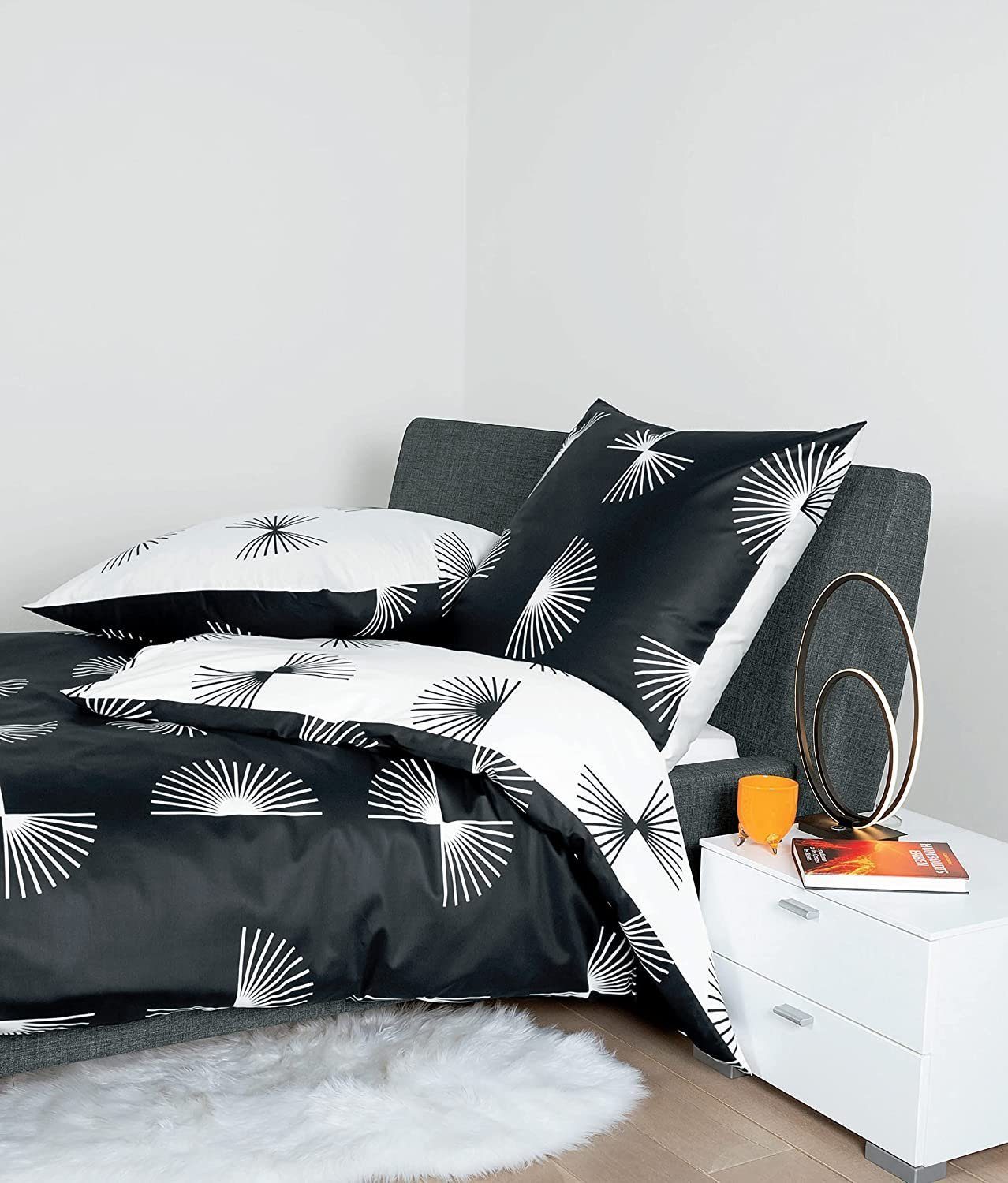 Janine Bettwäsche Janine Mako Satin Bettwäsche J.D. 87073-98 schwarz, Baumwolle, 100% Baumwolle