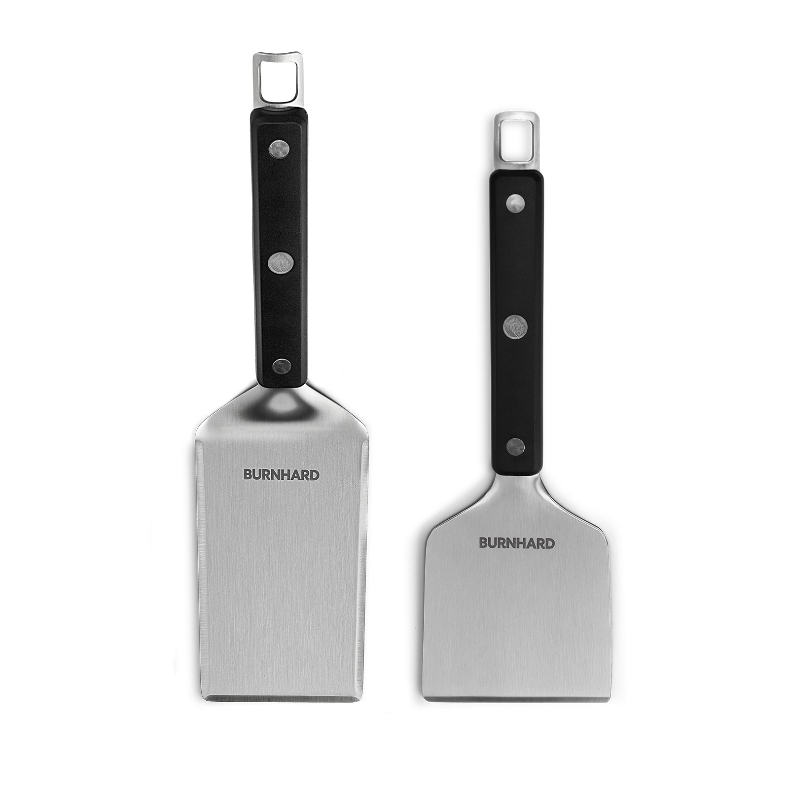 BURNHARD® Grillplatte (mit 2tlg. Grillspachtel und Grillschaber Set, Wendeplatten Set für Wayne 2-Brenner)