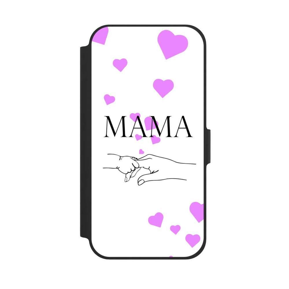 NIVOCASE Handyhülle Muttertag Mama Familie Muttertag-Mama und kinder, Apple iPhone 12 Klapphülle Handyhülle aus Kunst Leder NIVOflip schwarz