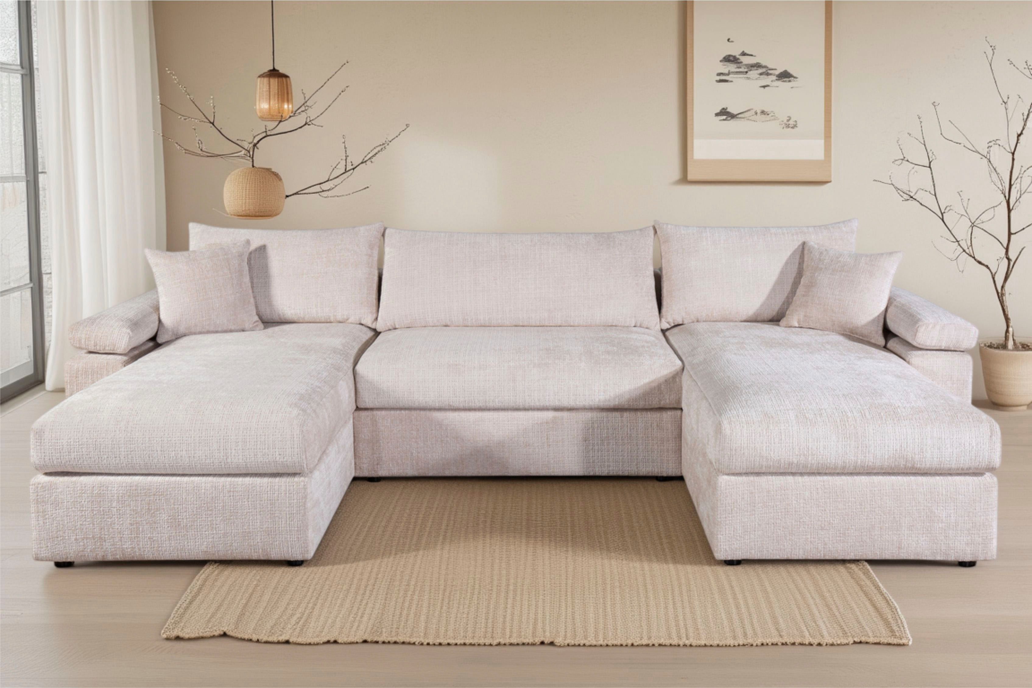 OTTO home Wohnlandschaft Cosy U-Form, B: 309 cm, XXL-Wohnlandschaft mit Federkern, 2 Zierkissen, Mega-Sofa, Cord oder Struktur weich, Kaltschaumauflage