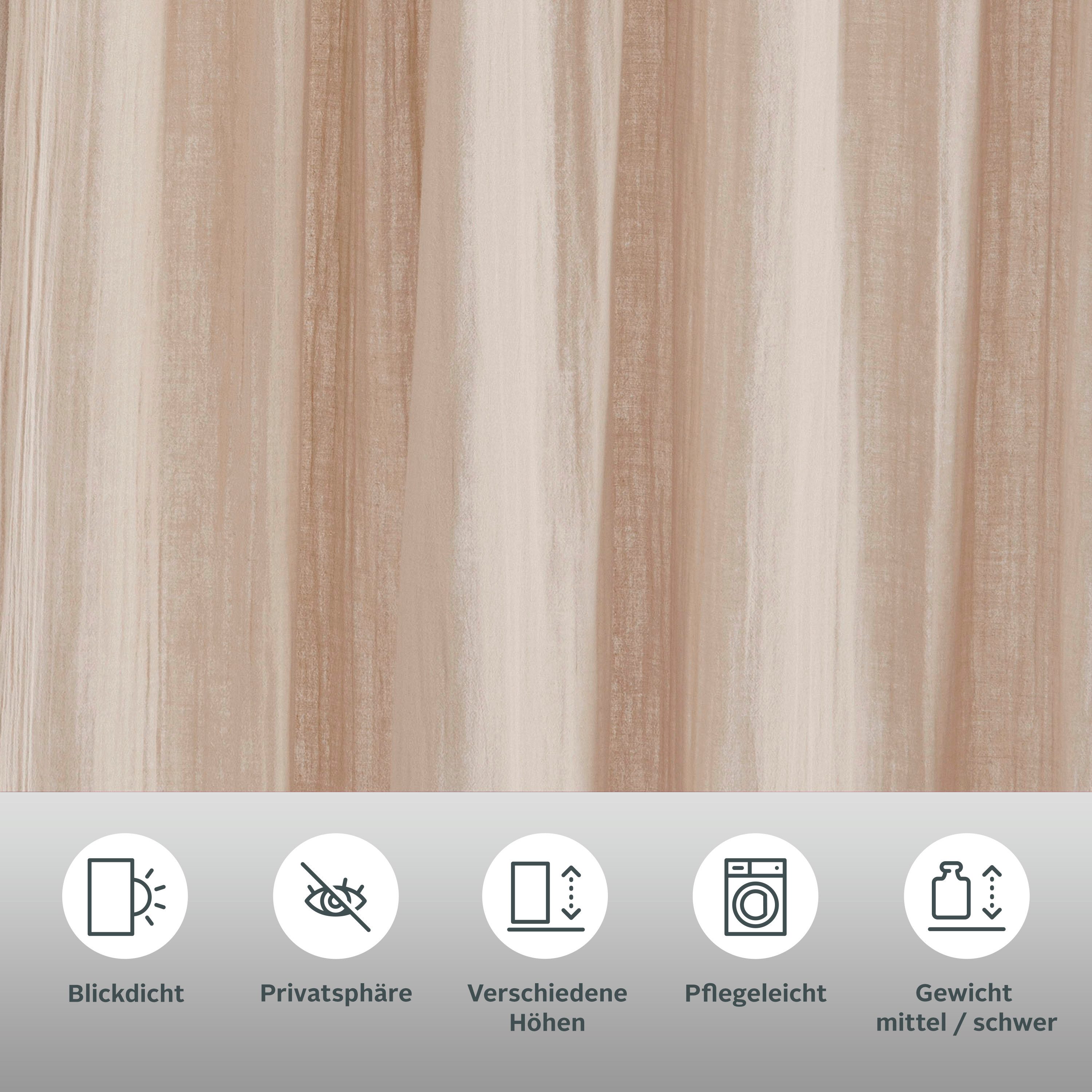 LeGer Home by Lena Gercke Gardine Hevin, Musselin Vorhang, blickdichte Gardine (1 St), Multifunktionsband, blickdicht, natürliche, moderne Gardine in schönem Musselin Look