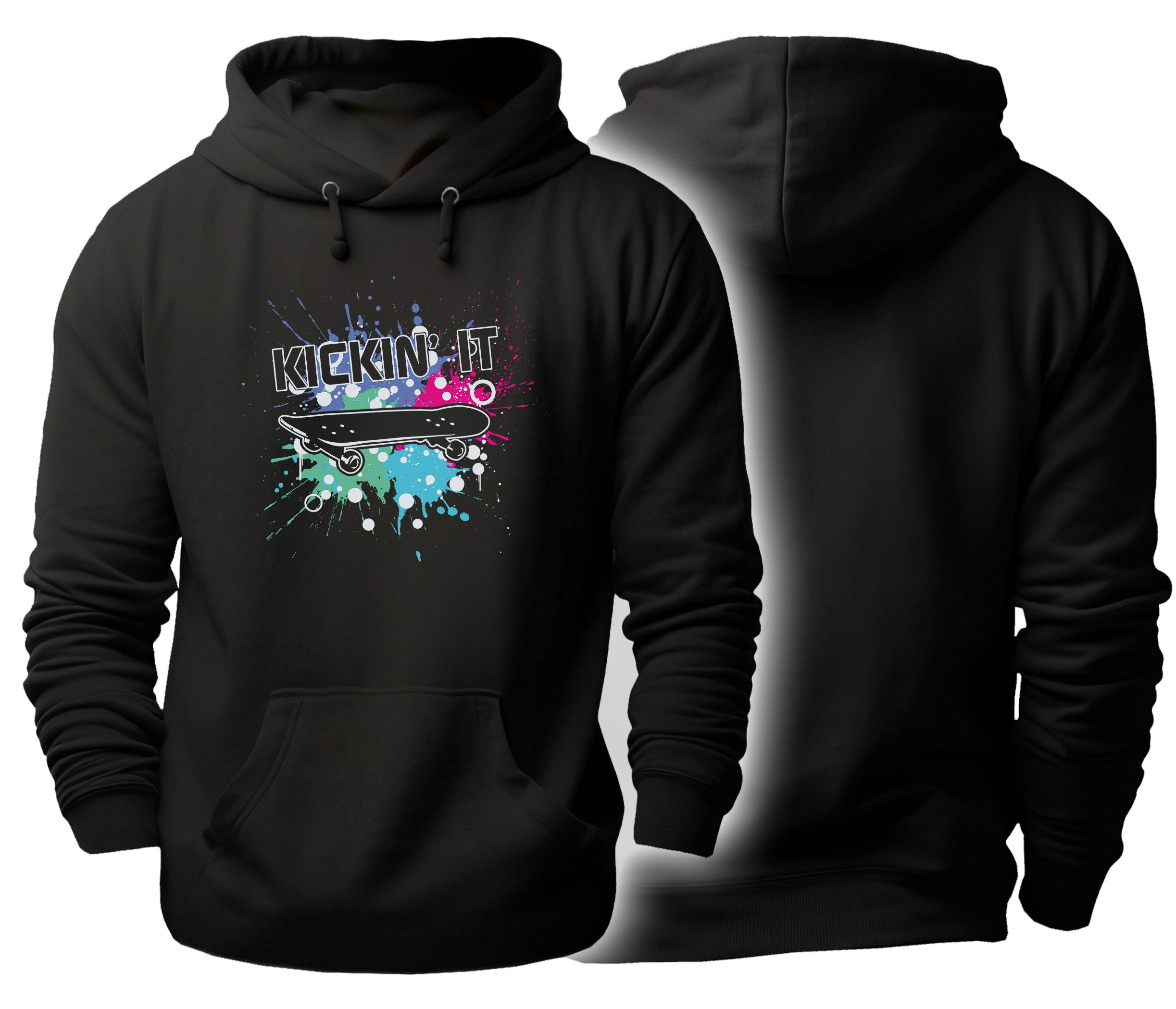 MyDesign24 Hoodie Herren und Damen Kapuzensweater - Kickin it Skater Пуловеры i529