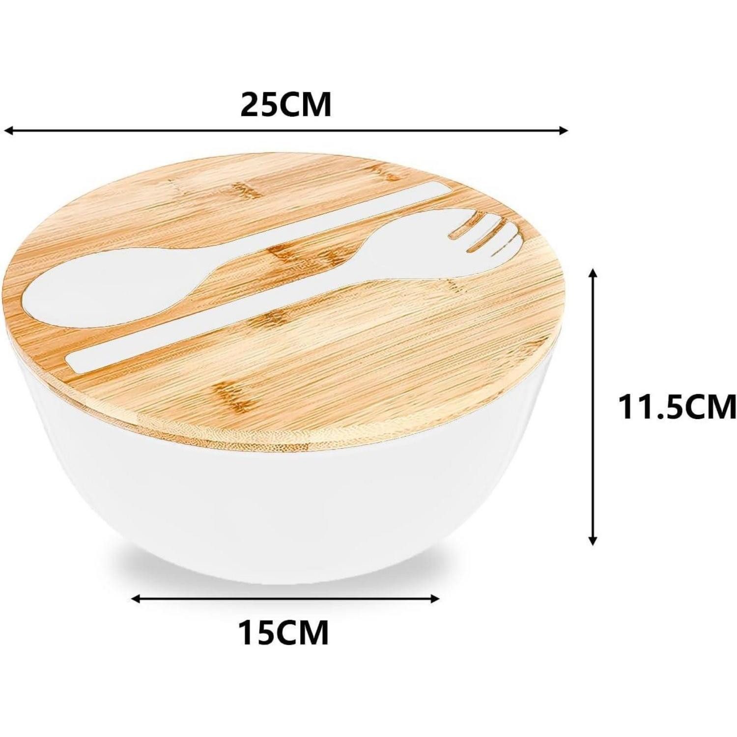 LuxusKollektion Salatbesteck Salatschüssel Schneidebrett Deckel Servierbesteck Salate Weiß