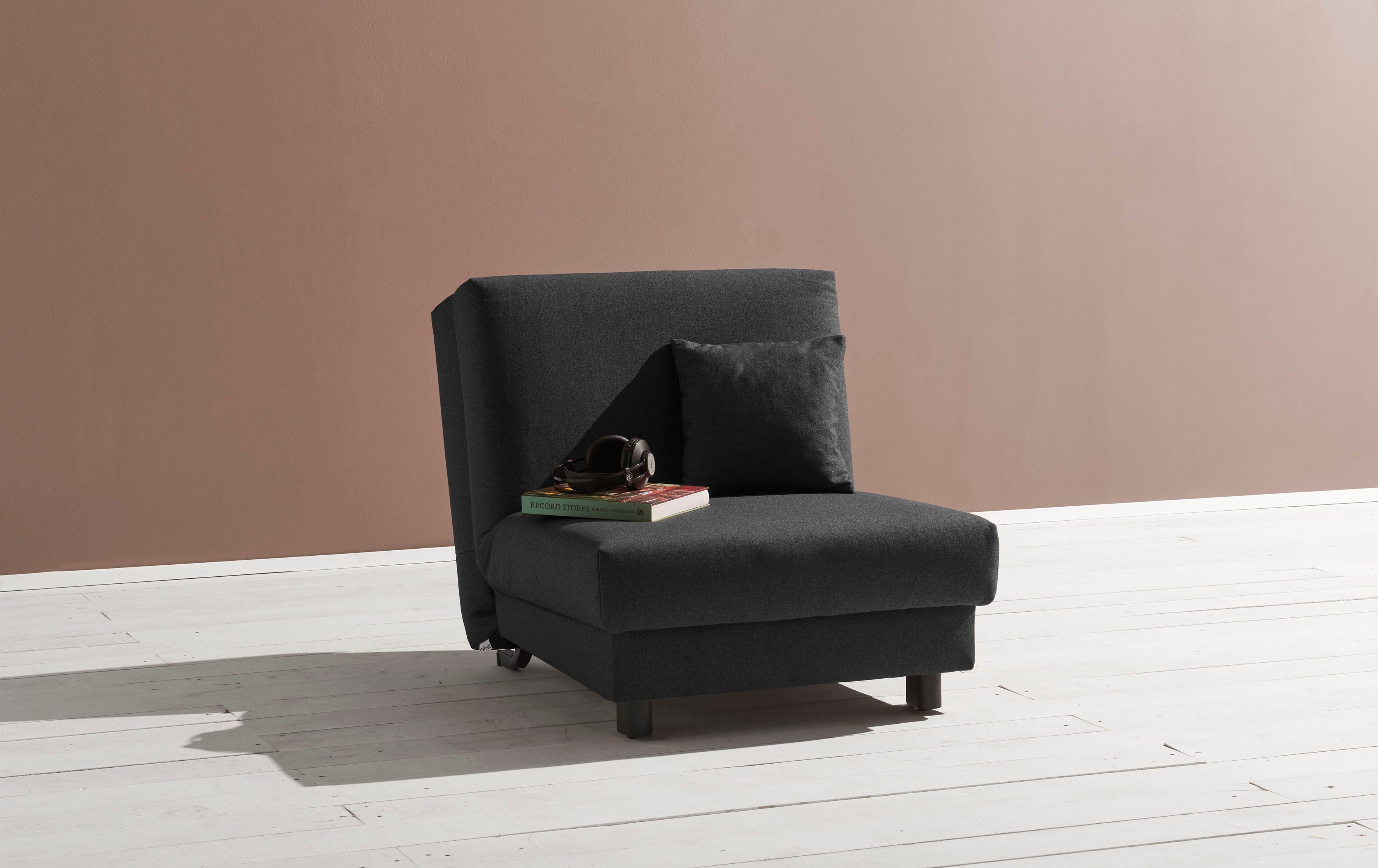 ell + ell Schlafsofa Enny, Liegefläche Breite 80 cm, Liegehöhe 40 cm, Füße  schwarz, Rückenlehne