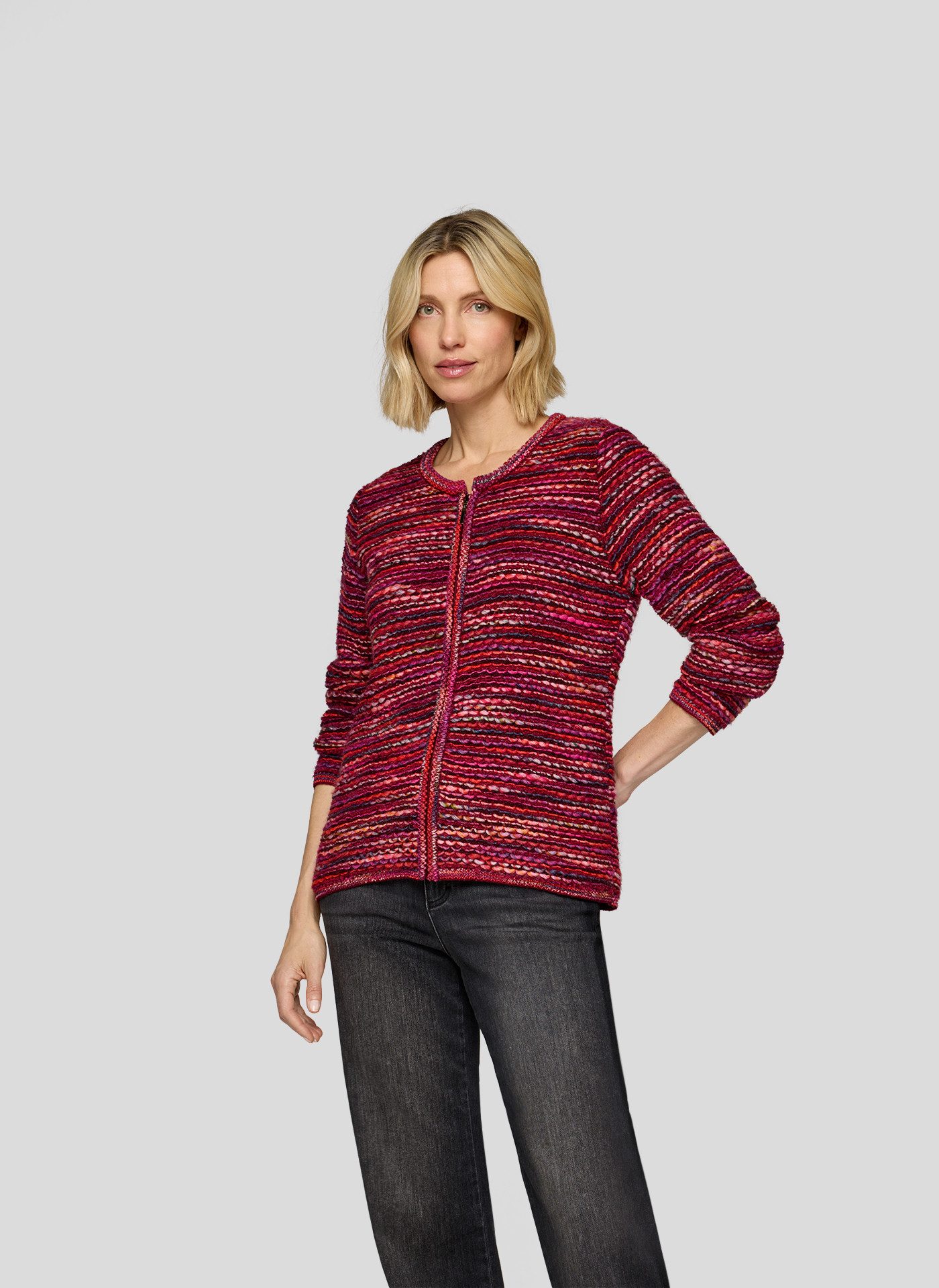Rabe Strickjacke im Streifen-Design und in Strick-Optik