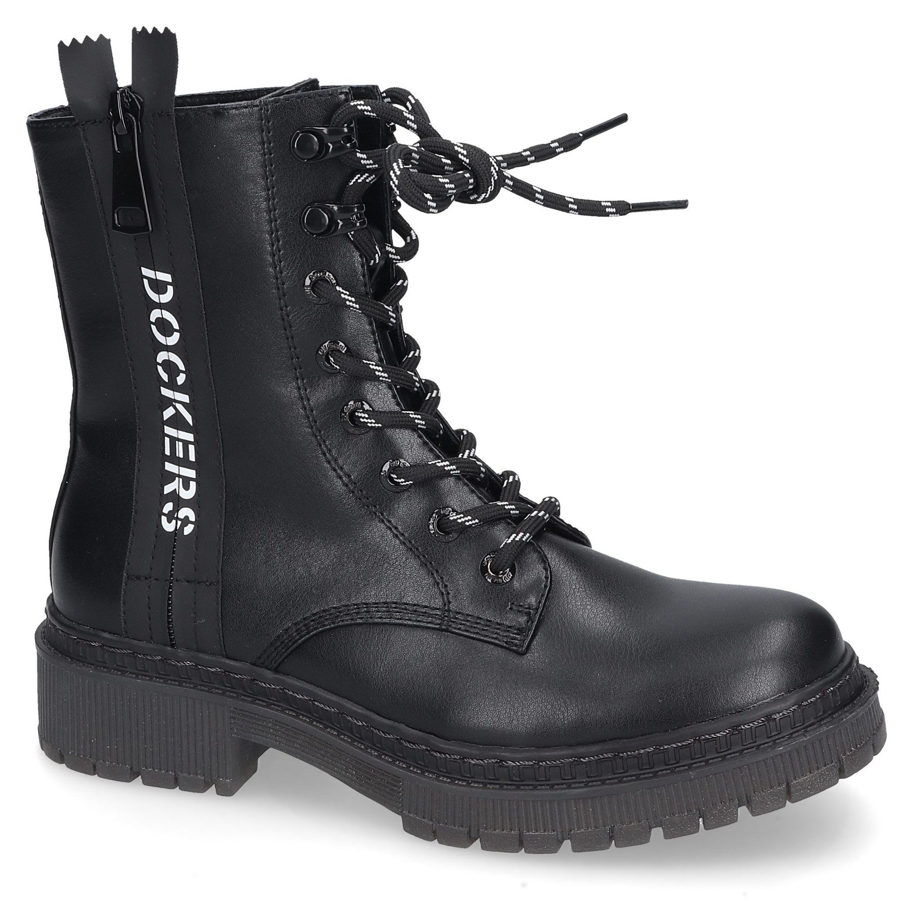 Dockers by Gerli Schnürstiefel Biker Boots, Plateau Stiefel mit modischem Textilband