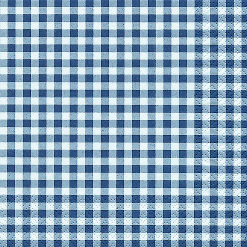 HOME FASHION Papierserviette 20 Servietten Karo blau 33x33cm, (20 St)