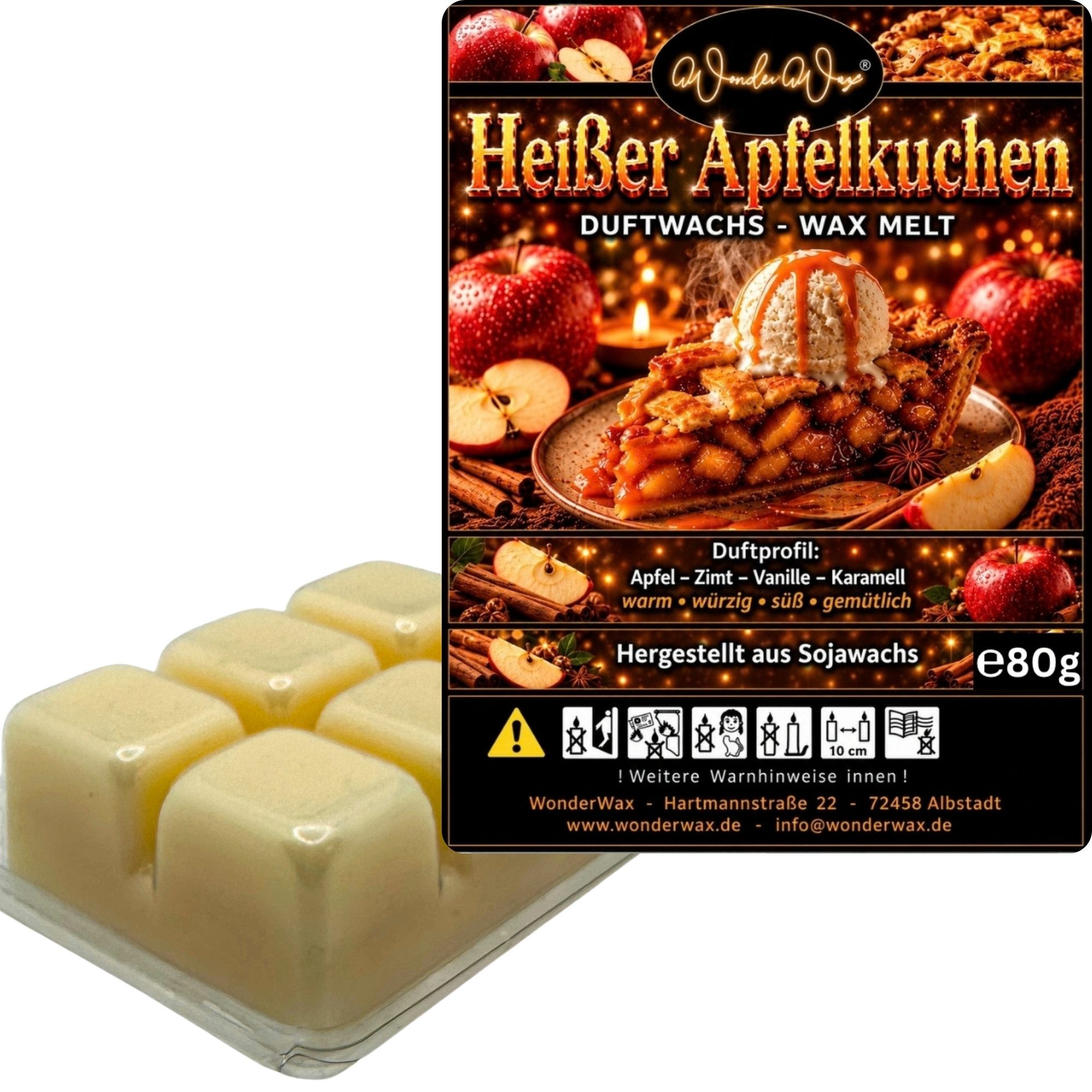 WonderWax Duftwachs WonderWax® Duftwachs 6 Würfel, (Heißer Apfelkuchen), Duftrichtung: Heißer Apfelkuchen