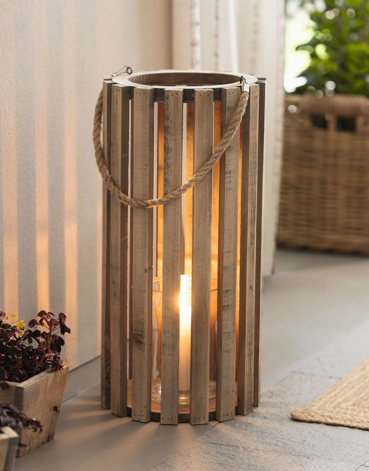 Dekoleidenschaft Kerzenlaterne "Recycelt" Laterne aus Holz günstig online kaufen