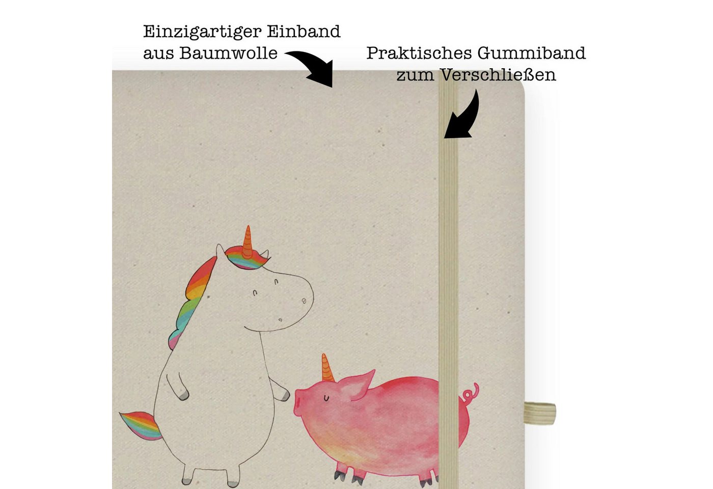 Thumbnail - Mr. & Mrs. Panda Notizbuch Einhorn Schwein - Transparent - Geschenk, DIN A4 Arbeitsbuch, Freundi Mr. & Mrs. Panda, Echte...