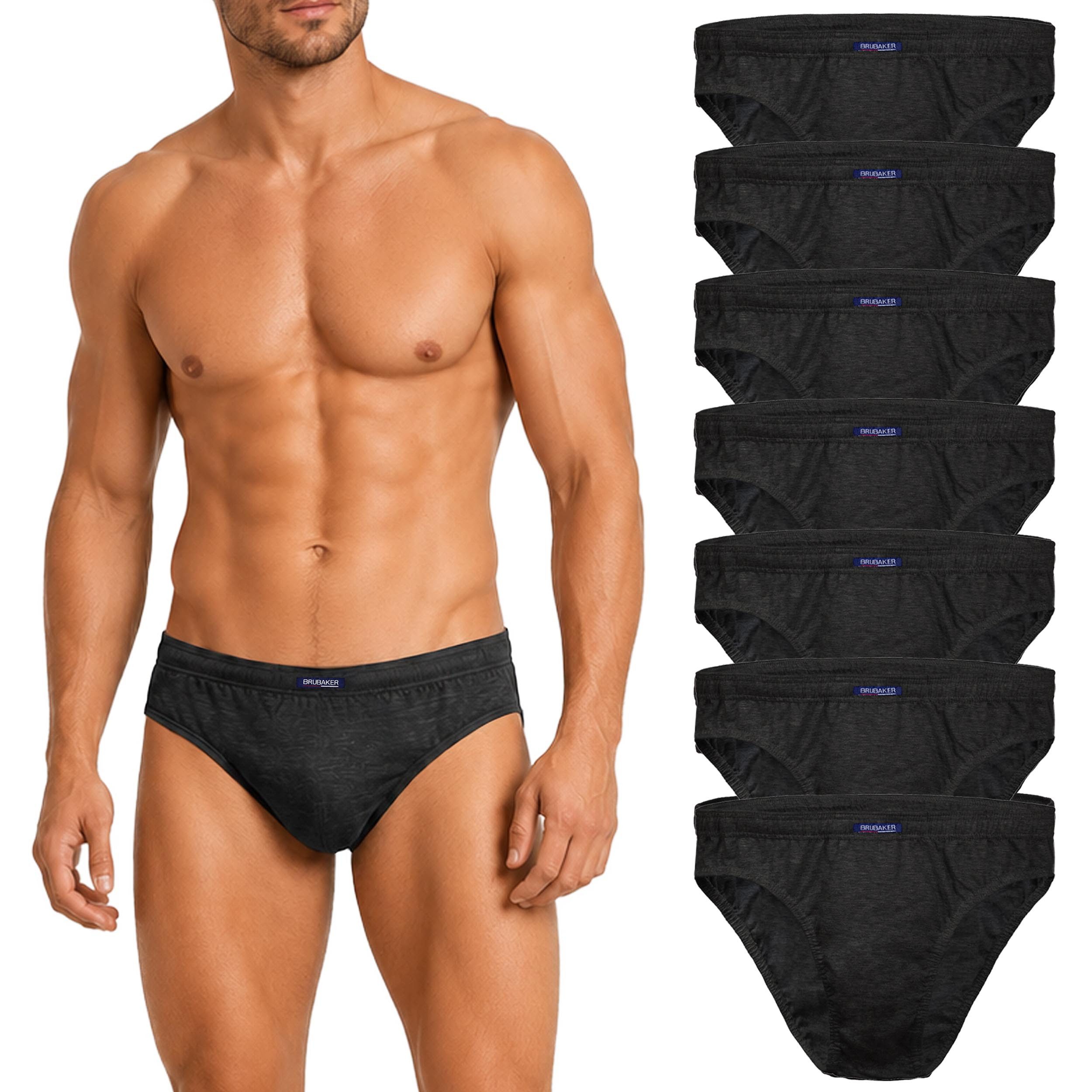 BRUBAKER Slip Herren Unterhose aus Baumwolle (Spar-Pack, 7-St., 7er-Pack) Großpackung Männer Unterwäsche, sehr bequeme Passform