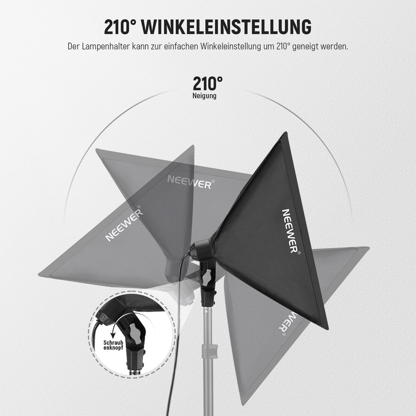 Neewer Videoleuchte 350W Äquivalent Softbox Beleuchtung Set, 60cm Fotostudio Soft Box, 5700K LED Glühbirne mit E27 Sockel kontinuierliche Beleuchtungsset