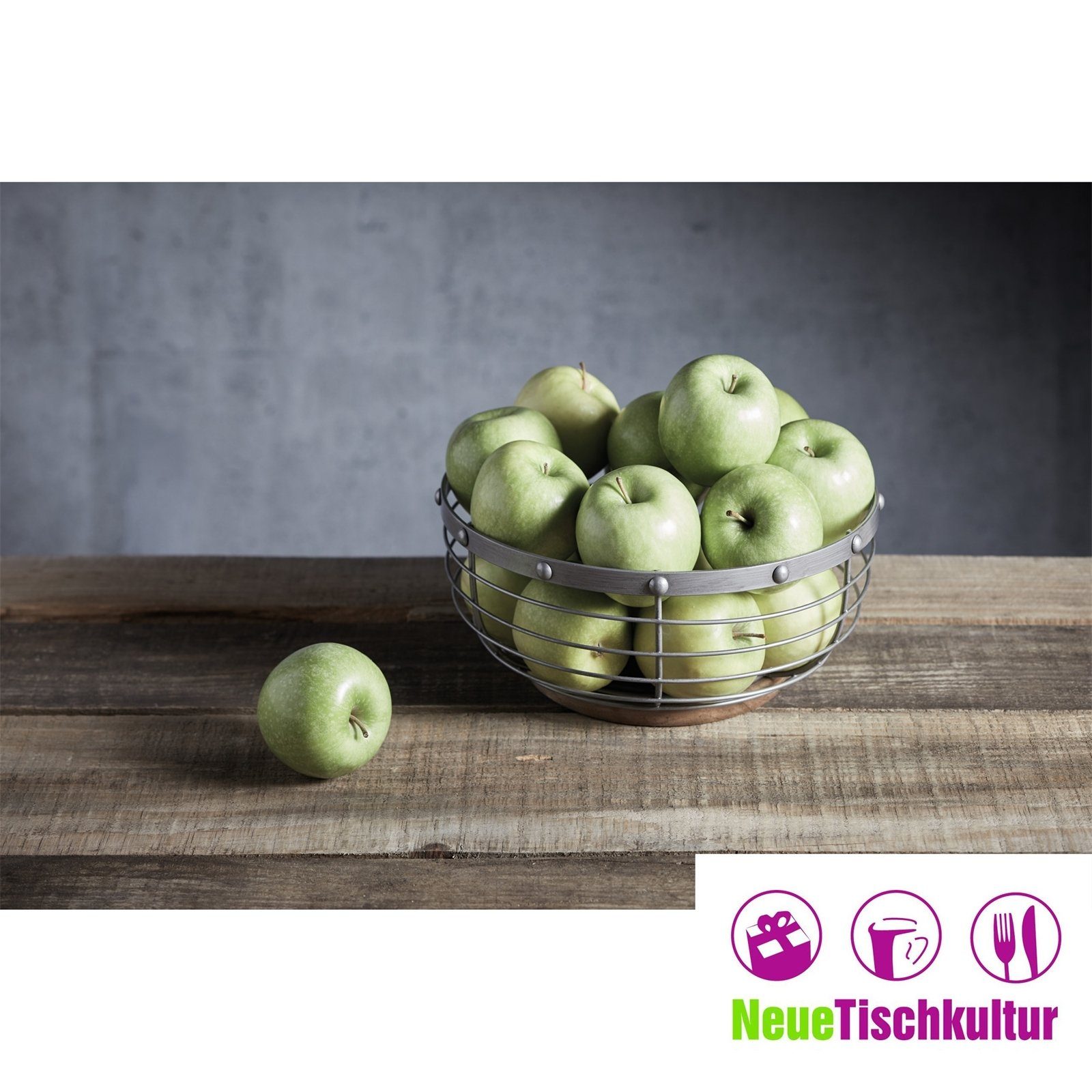 Neuetischkultur Obstschale Obstkorb Metall/Mangoholz Industrial Metall, Kitchen, Mangoholz