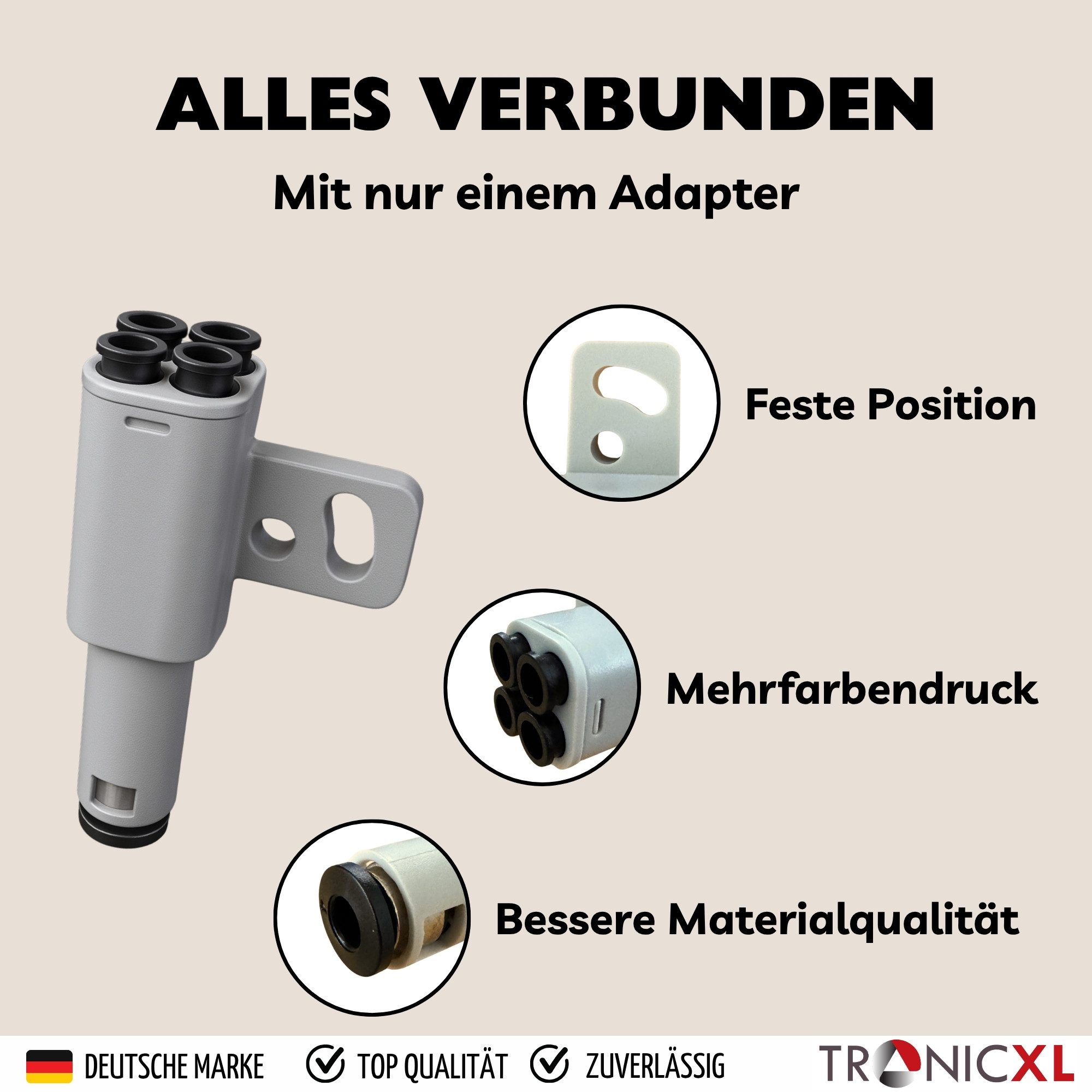 TronicXL 3D-Drucker 4-in-1 PTFE Adapter für Bambu Lab P1S P1P X1 X1C X1E AMS Zubehör, Zubehör 3D Drucker Druck