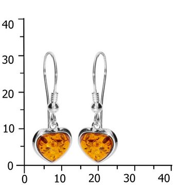 OSTSEE-SCHMUCK Paar Ohrhänger - Herz 11 mm - Silber 925/000 - Bernstein (2-tlg)