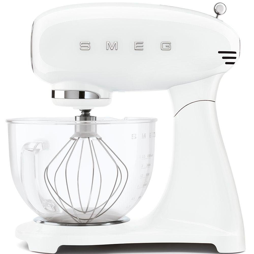 ergonomischem Schüssel, W, mit Griff Weiß, Küchenmaschine 800 4,8 SMF13WHEU Glasrührschüssel Smeg l