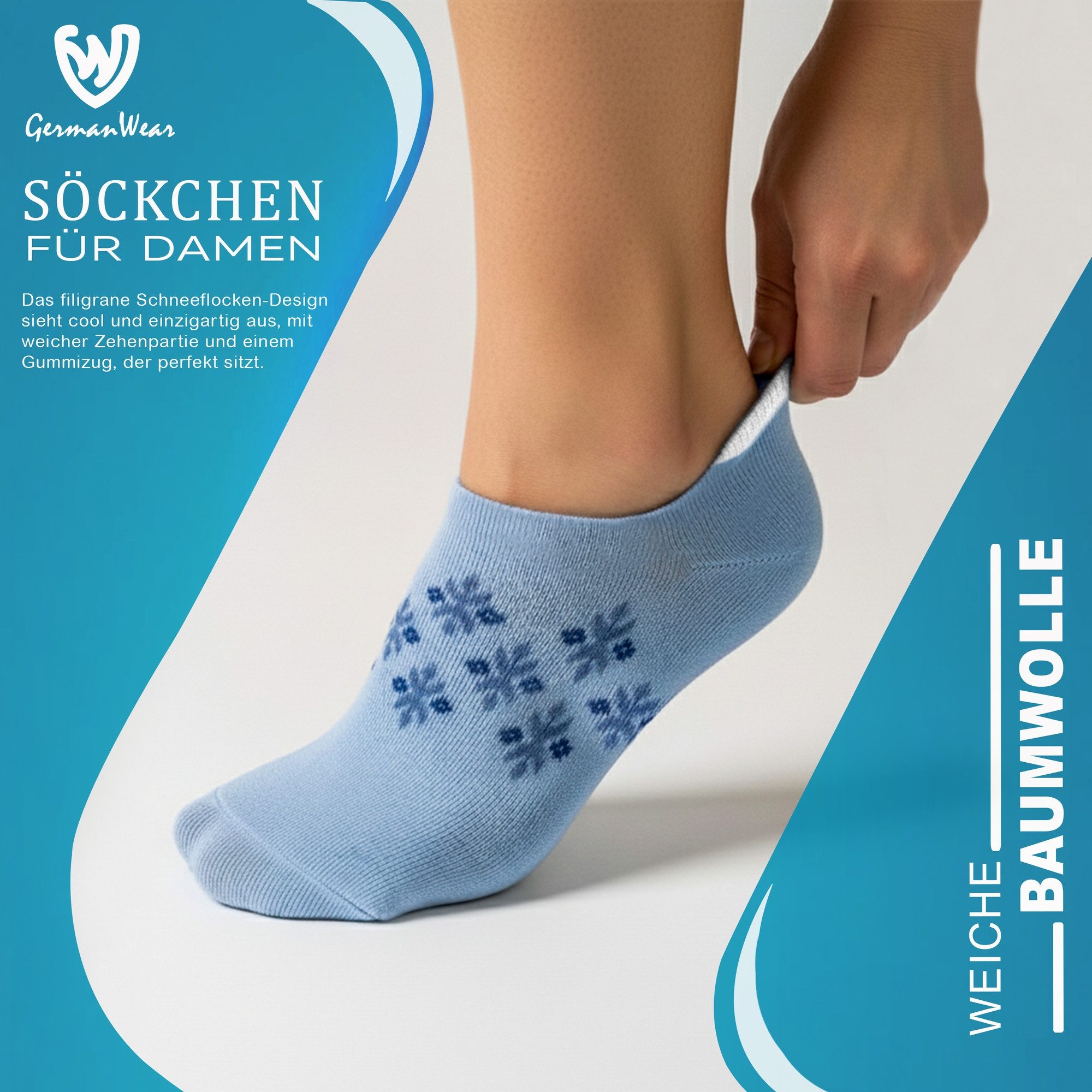 German Wear Füßlinge GW286 3er Pack (3er-Pack) Damen Füßlinge Unsichtbare Sneaker Socken Kurzsocken