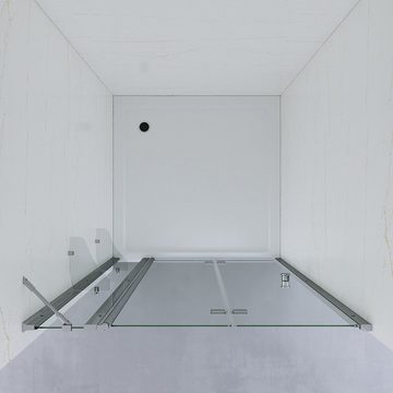 AQUABATOS Dusch-Falttür Duschabtrennung Nischentür Duschkabine Duschtür für Nische Drehtür, 90x187 cm, Einscheibensicherheitsglas, Inkl. innovativer Duschablage, mit Griff, großer Verstellbereich