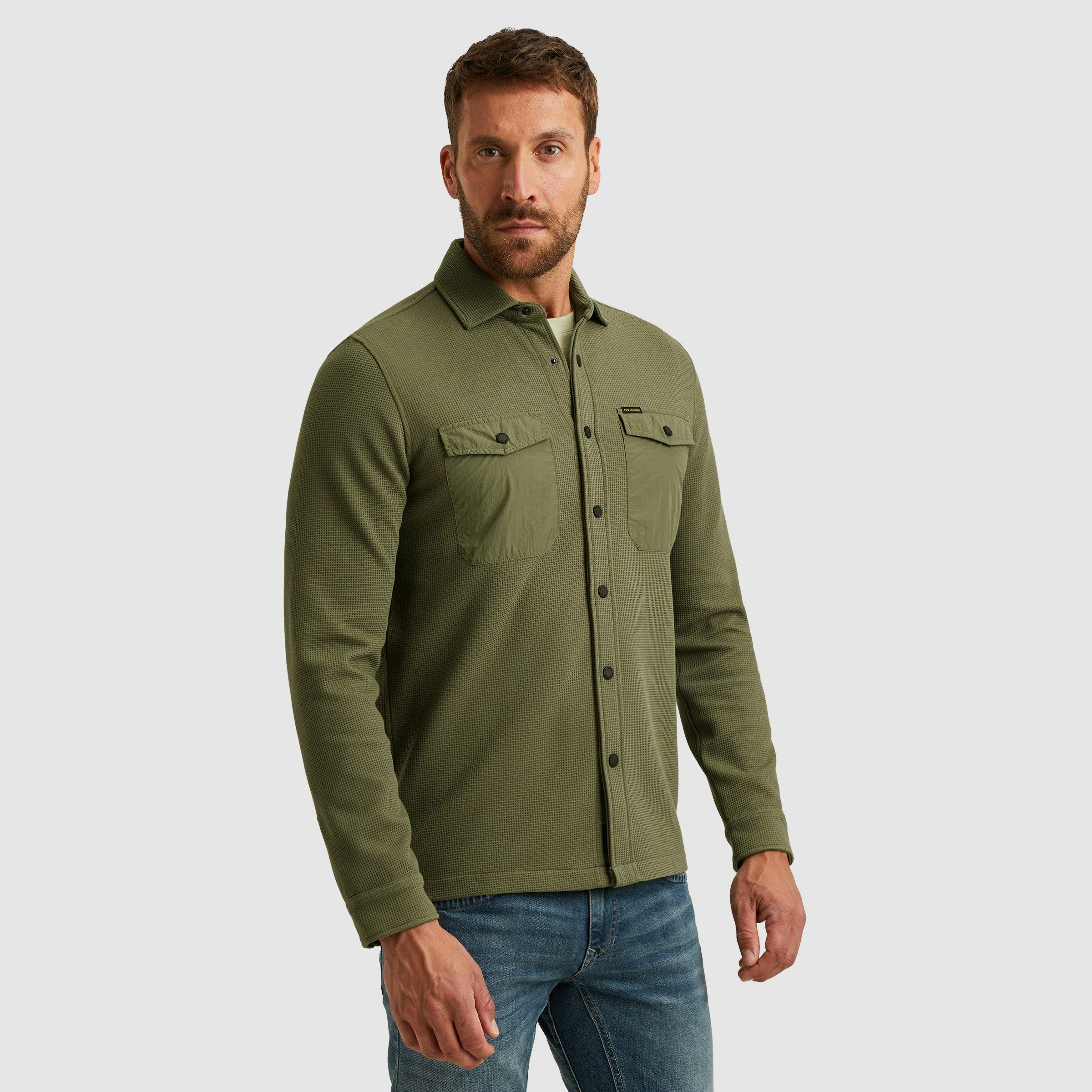 PME LEGEND Langarmhemd mit Druckknöpfen und Brusttaschen