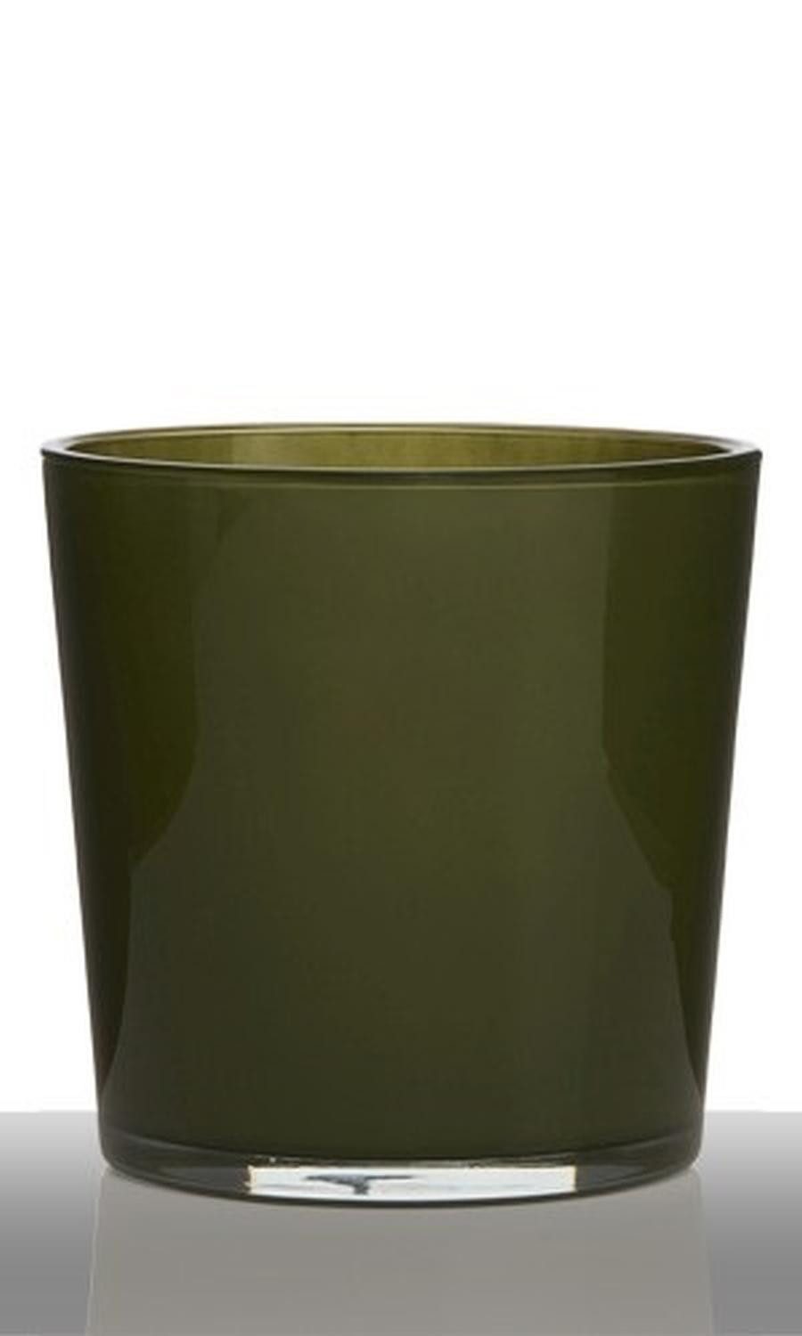 INNA-Glas Blumentopf Pflanzentopf aus Glas Alena, dunkelgrün, 19cm, Ø19cm