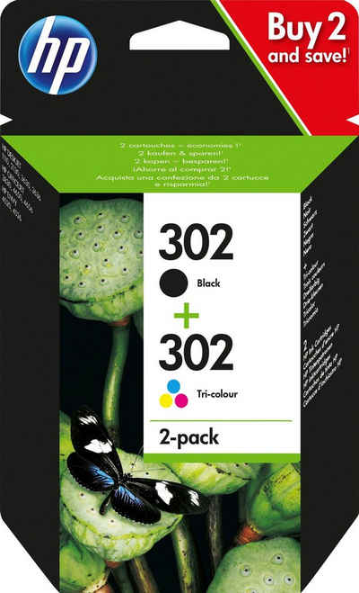 HP »302« Tintenpatrone (Spar-Set, original Druckerpatrone X4D37AE schwarz/cyan/magenta/gelb Instant Ink)