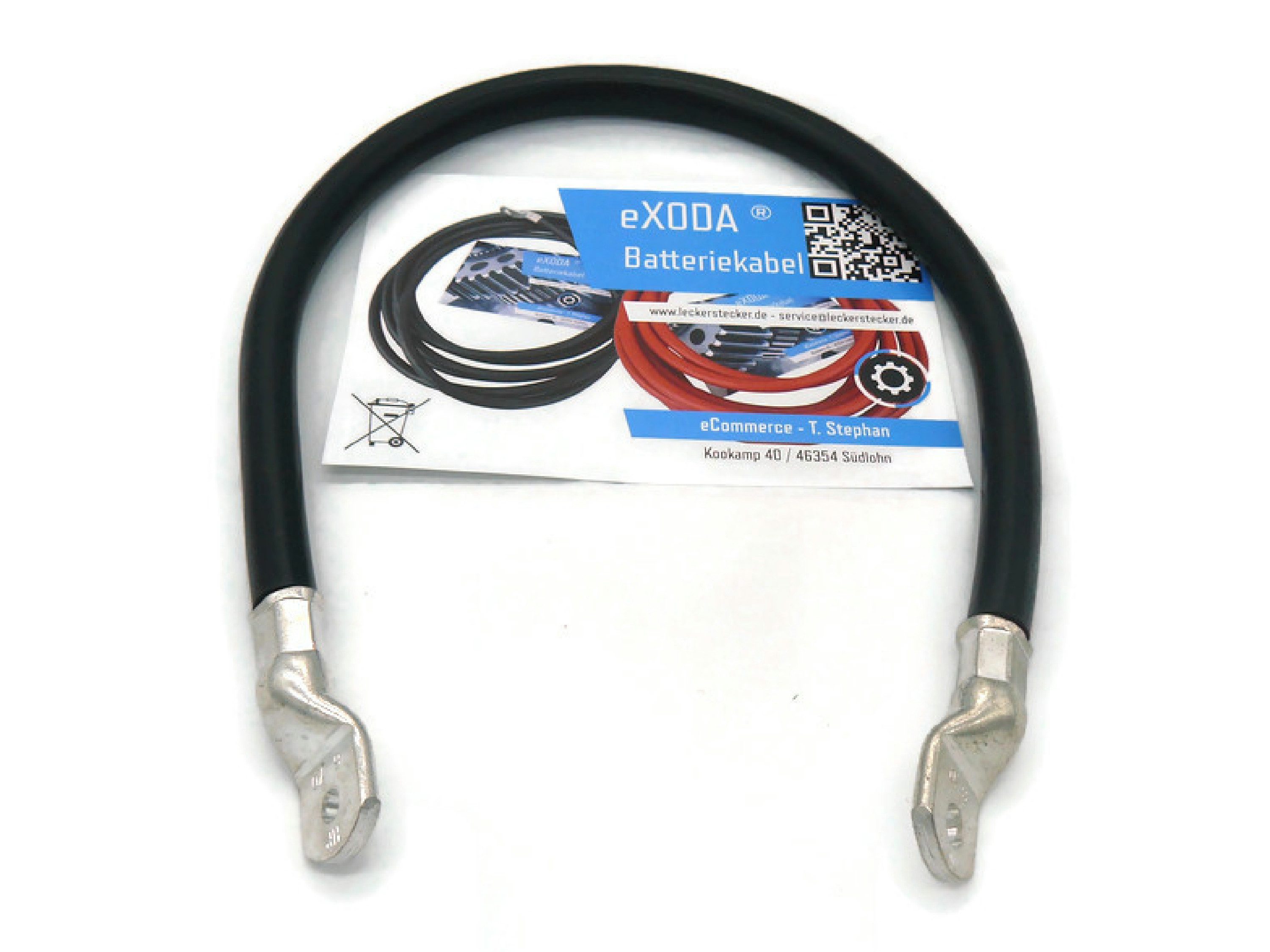 eXODA 70 mm2 M6 M8 Batteriekabel, Schwarz, (50 cm), 99% Kupfer