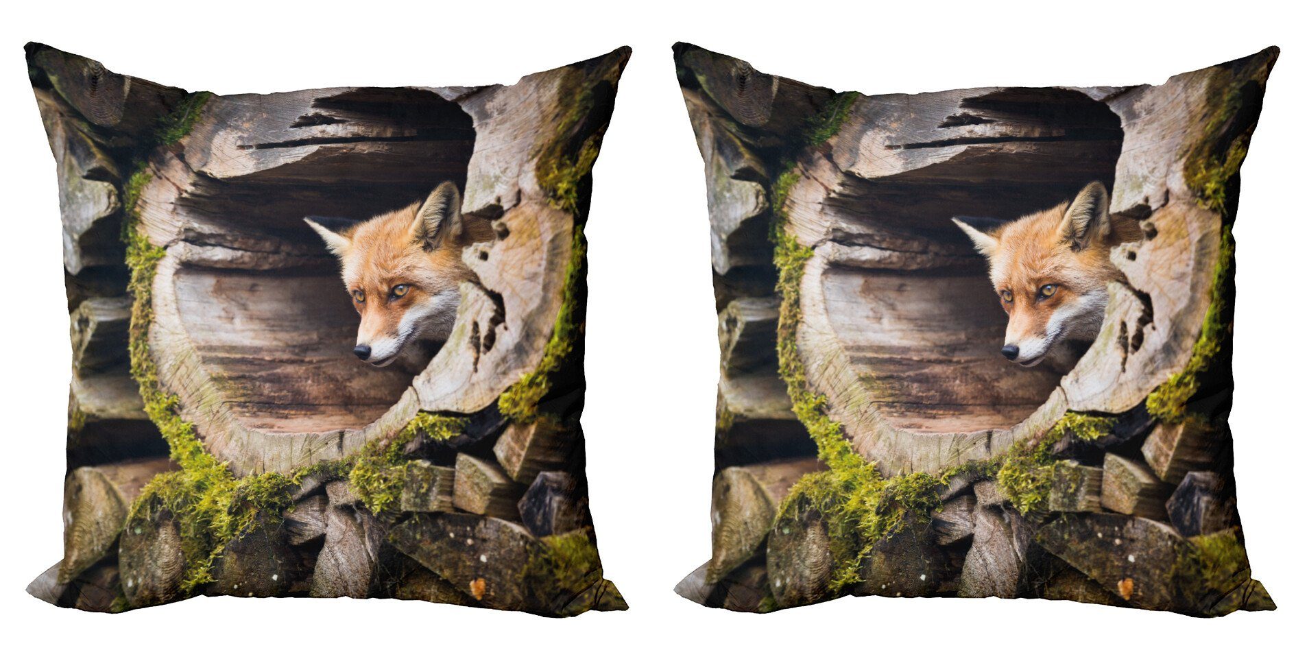 Wald Kissenbezüge (2 Accent Abakuhaus Modern Digitaldruck, Doppelseitiger Natur Stück), Tier Fox Wilde