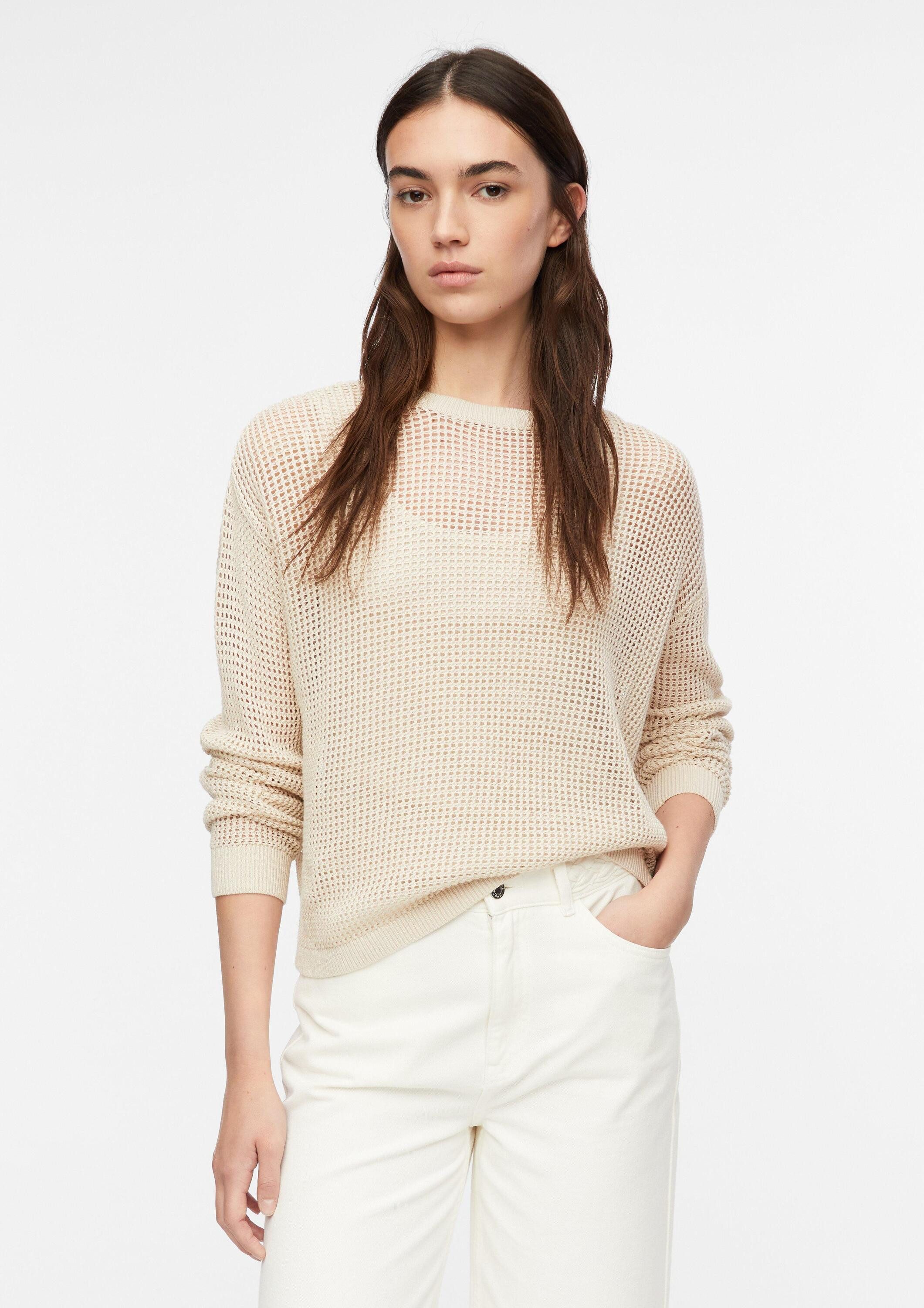comma Longpullover Strickpullover Pullover aus Ajourstrick