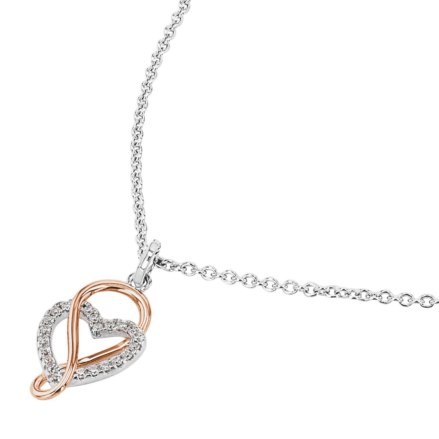 TOM TAILOR Kette mit Anhänger Schmuck Geschenk Silber 925 Herz Infinity Unendlichkeitsschleife, mit Zirkonia (synth)
