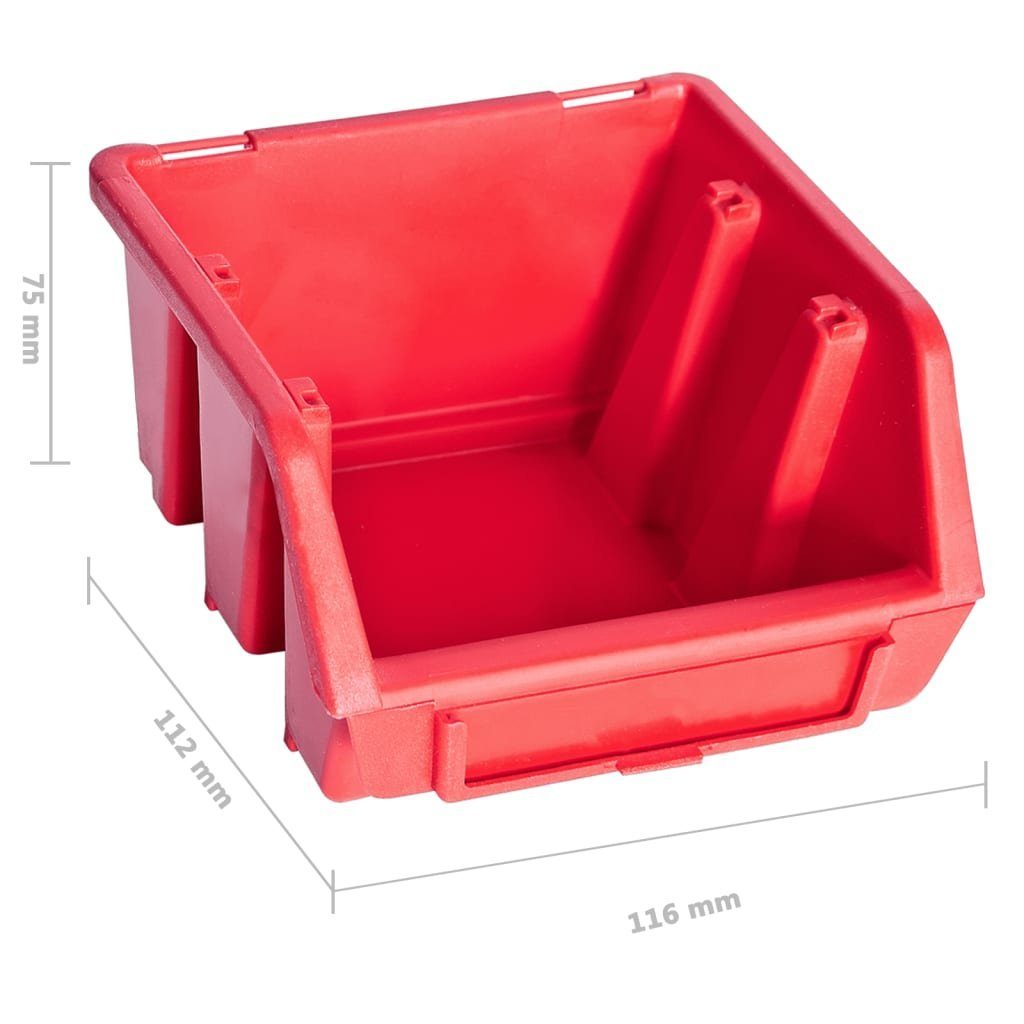 vidaXL Werkzeugbox 96-tlg. Behälter-Set Schwarz Rot für Wandplatten Kleinteile (1 St) mit