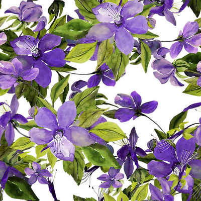 Linoows Papierserviette 20 Servietten, Blühende violette Clematis, 33x33 cm, (Packung), Motiv Blühende violette Clematis