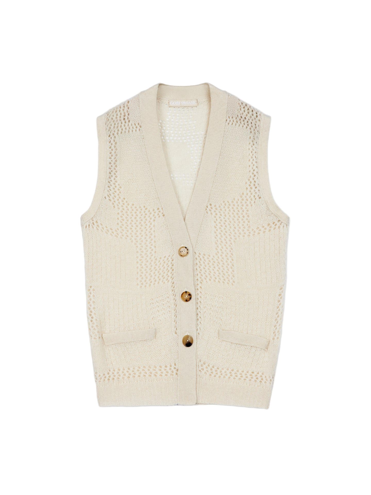 GOBI Cashmere Strickweste Naturfarbe Kaschmirweste mit gemischten Mustern