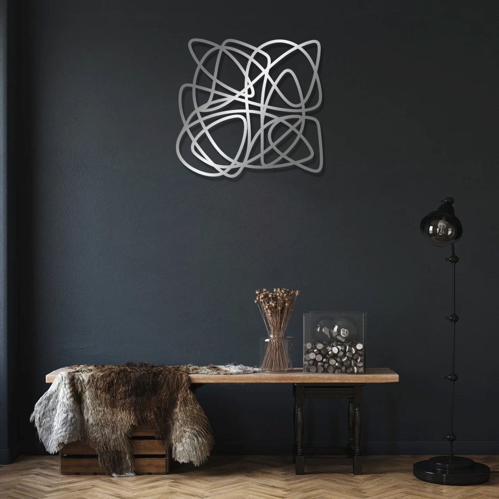 Jumpeak Wanddekoobjekt Abstrakte Wanddekoration mit geometrischen Linienmustern,künstlerisch, Metall, 4 Farben,1 Größen, Wanddekoration für das Wohnzimmer,schlicht