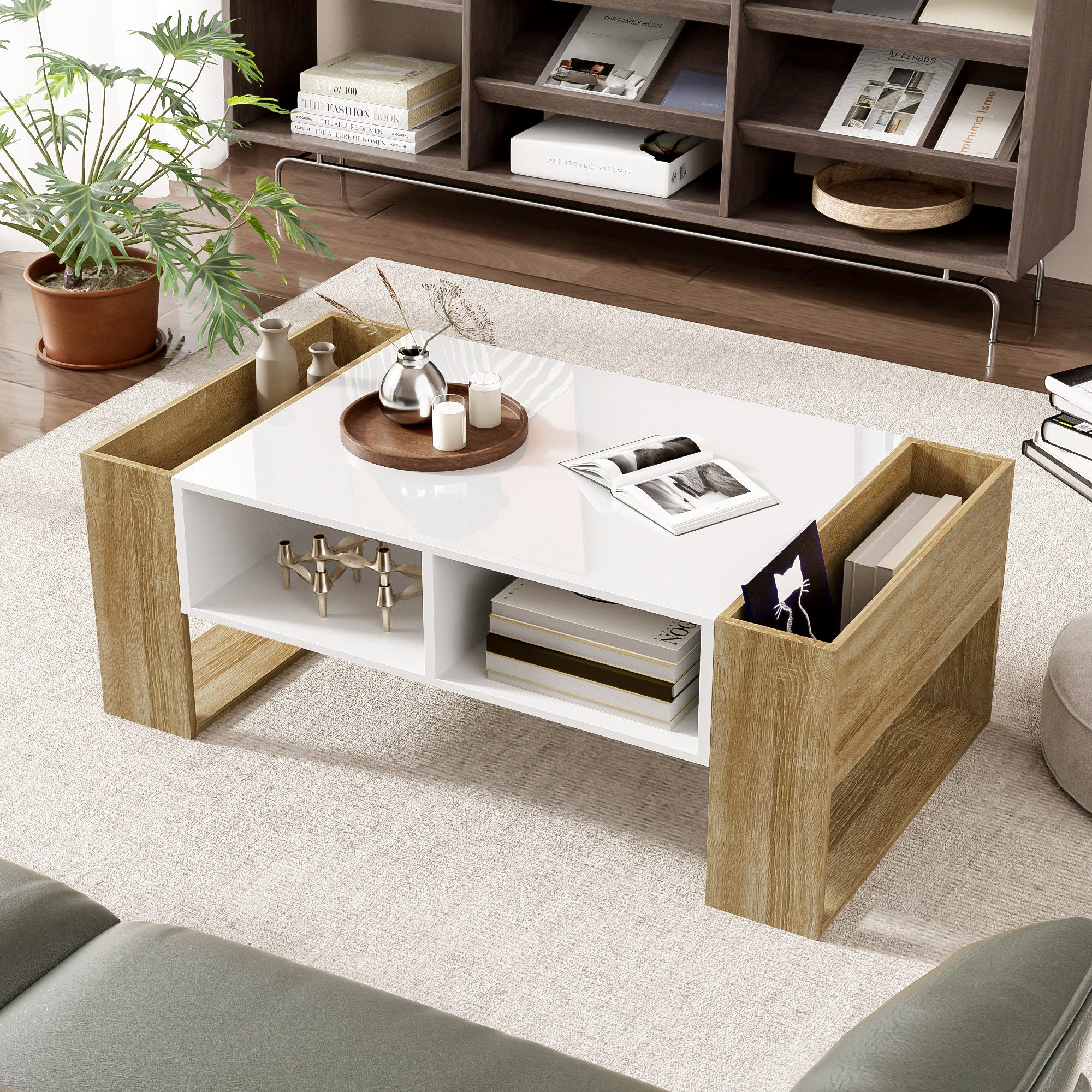 Furnishings Home Couchtisch Moderner,Hochglanz,mit 2 SchubladenundoffenenFä günstig online kaufen