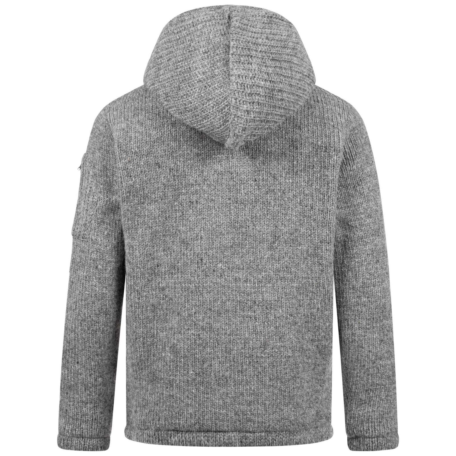 KUNST UND MAGIE Strickjacke Herren Strickjacke Schurwolle Klassich Nordisch +Kapuze