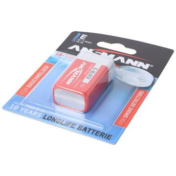ANSMANN AG Lithium Batterie für Rauchmelder 9V E-Block speziell für Rauchwarnmel Batterie, (9,0 V)