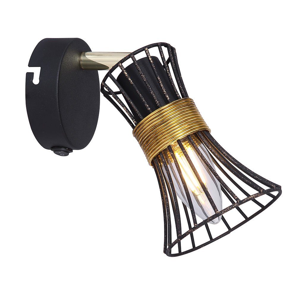 GLOBO LIGHTING Wandleuchte, Leuchtmittel nicht inklusive, Wandlampe schwarz gold Industrial Wandleuchte Innen