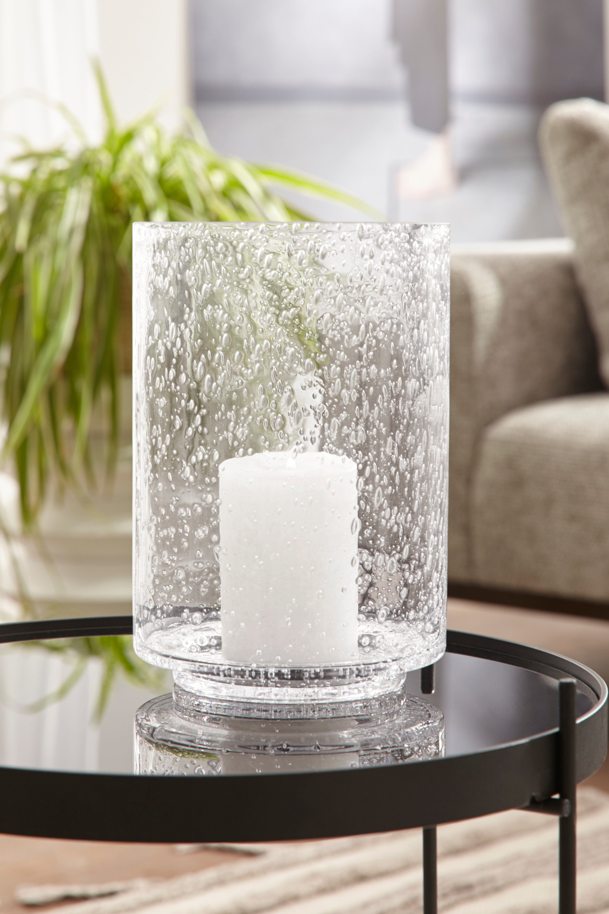 (1 als ideal affaire Glas, mit St), Vase auch aus cm Lufteinschlüssen, Stumpenkerzen, 30 Home Windlicht für Höhe