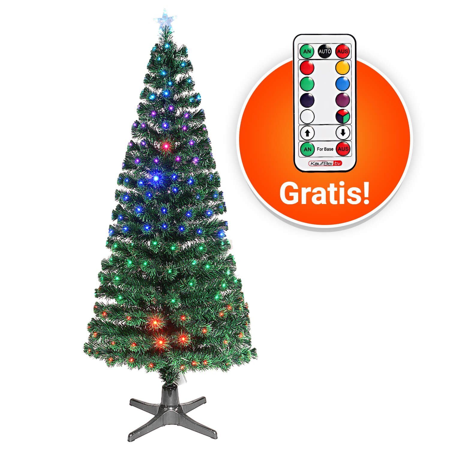 Künstlicher LED, SMAK 180/210cm, Weihnachtsbaum Modi Fernbedienung, selbstdrehend, Glasfaser, Farbwechsler,