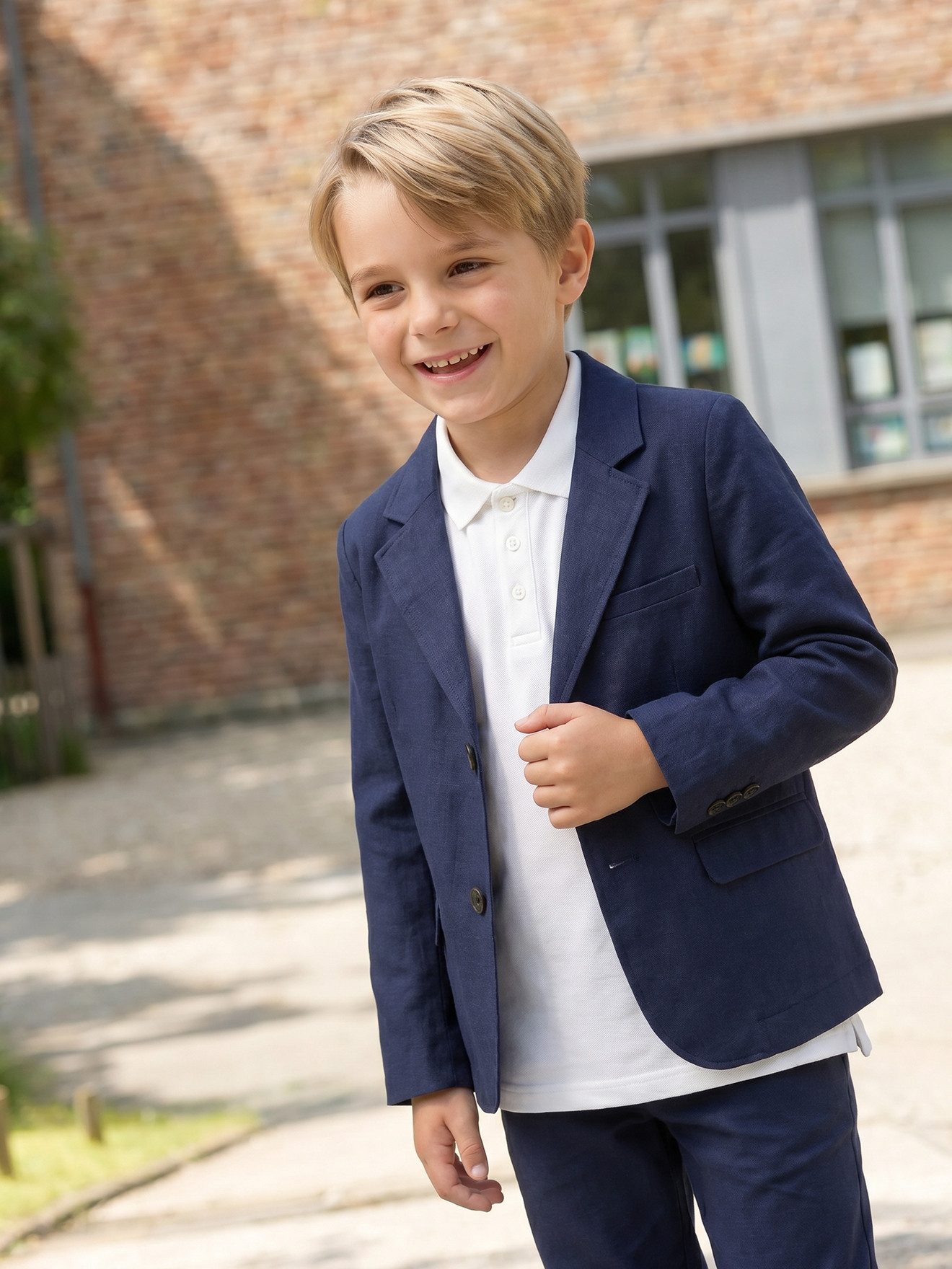 vertbaudet Poloshirt Jungen Poloshirt, kurze Ärmel Stickerei – Bild 4 von 5