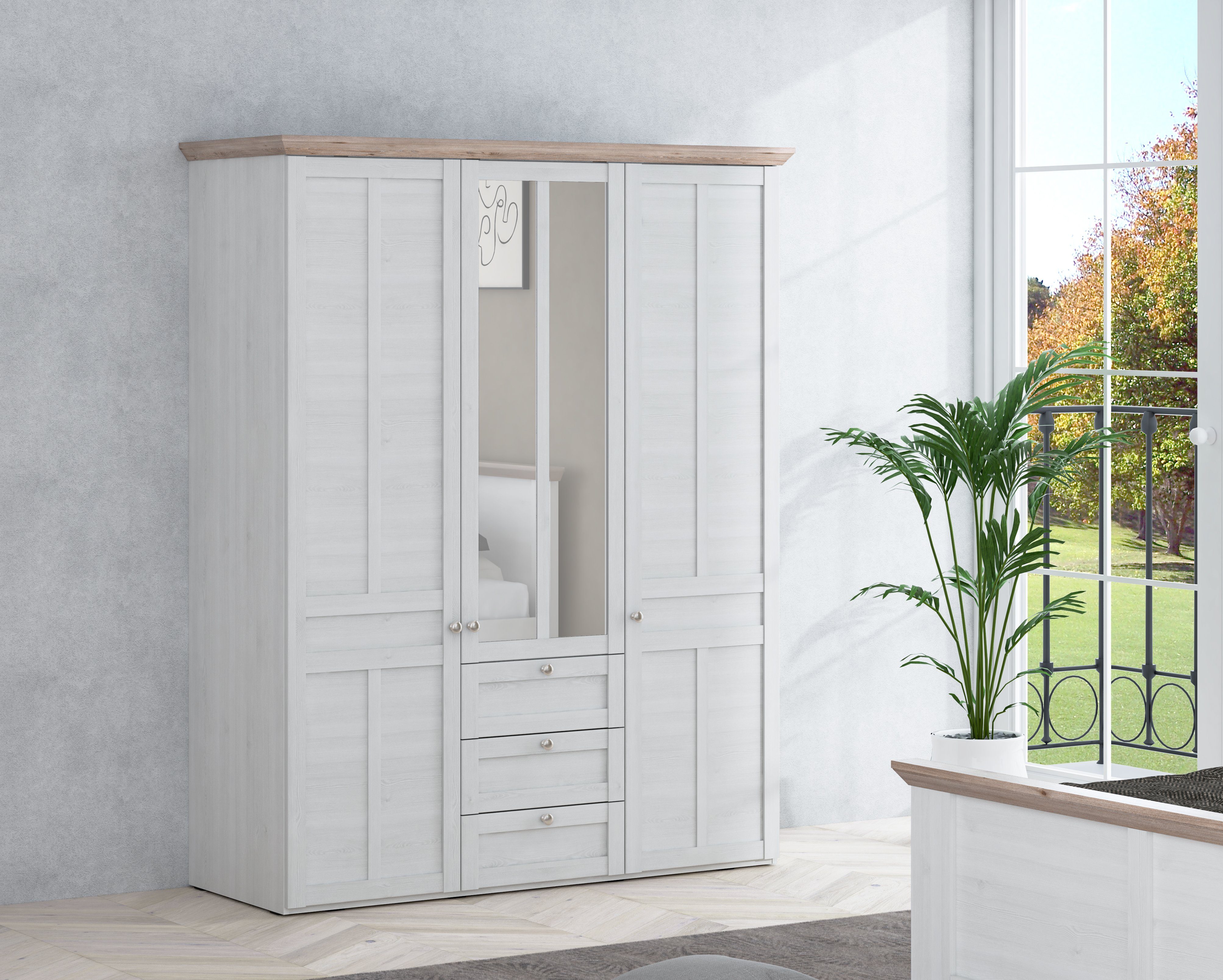 FORTE Kleiderschrank "Iloppa, Schlafzimmerschrank im Landhausstil" Maße: B/ günstig online kaufen