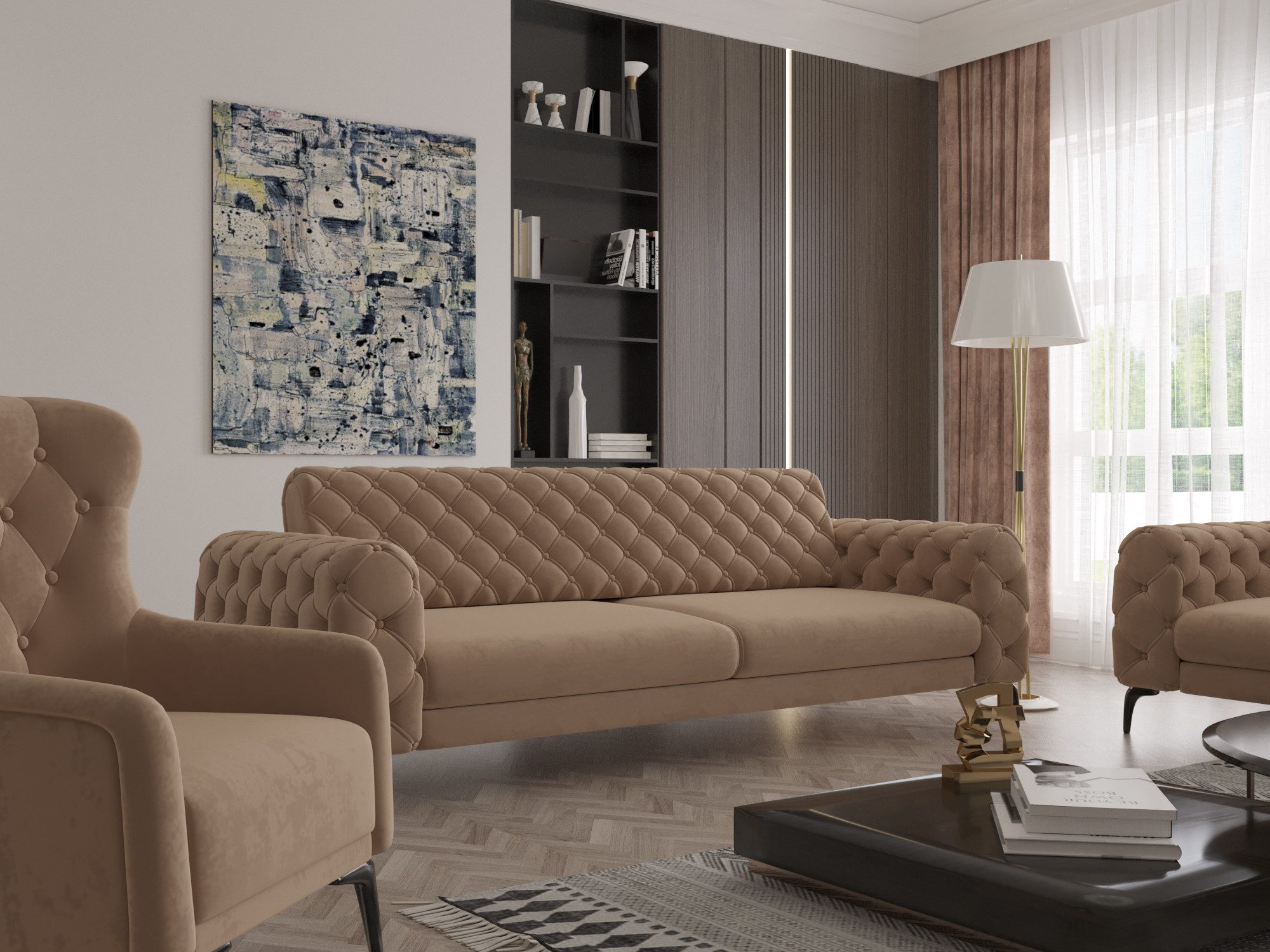 Möbeldreams Chesterfield-Sofa Sofa-Set Arizona Chesterfield Schlaffunktion günstig online kaufen
