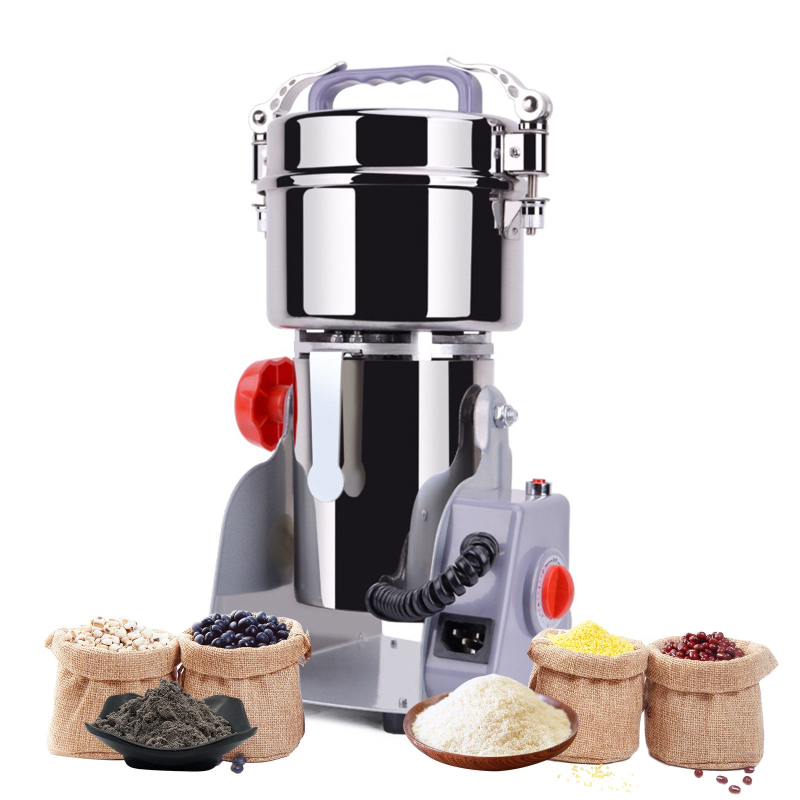 TWSOUL Getreidemühle Elektrische Ultrafeine Getreidemühle, 800g 1800W 28000 U/min, Edelstahl mit Überlastschutz, privaten&gewerblichen,Getreidegewürze