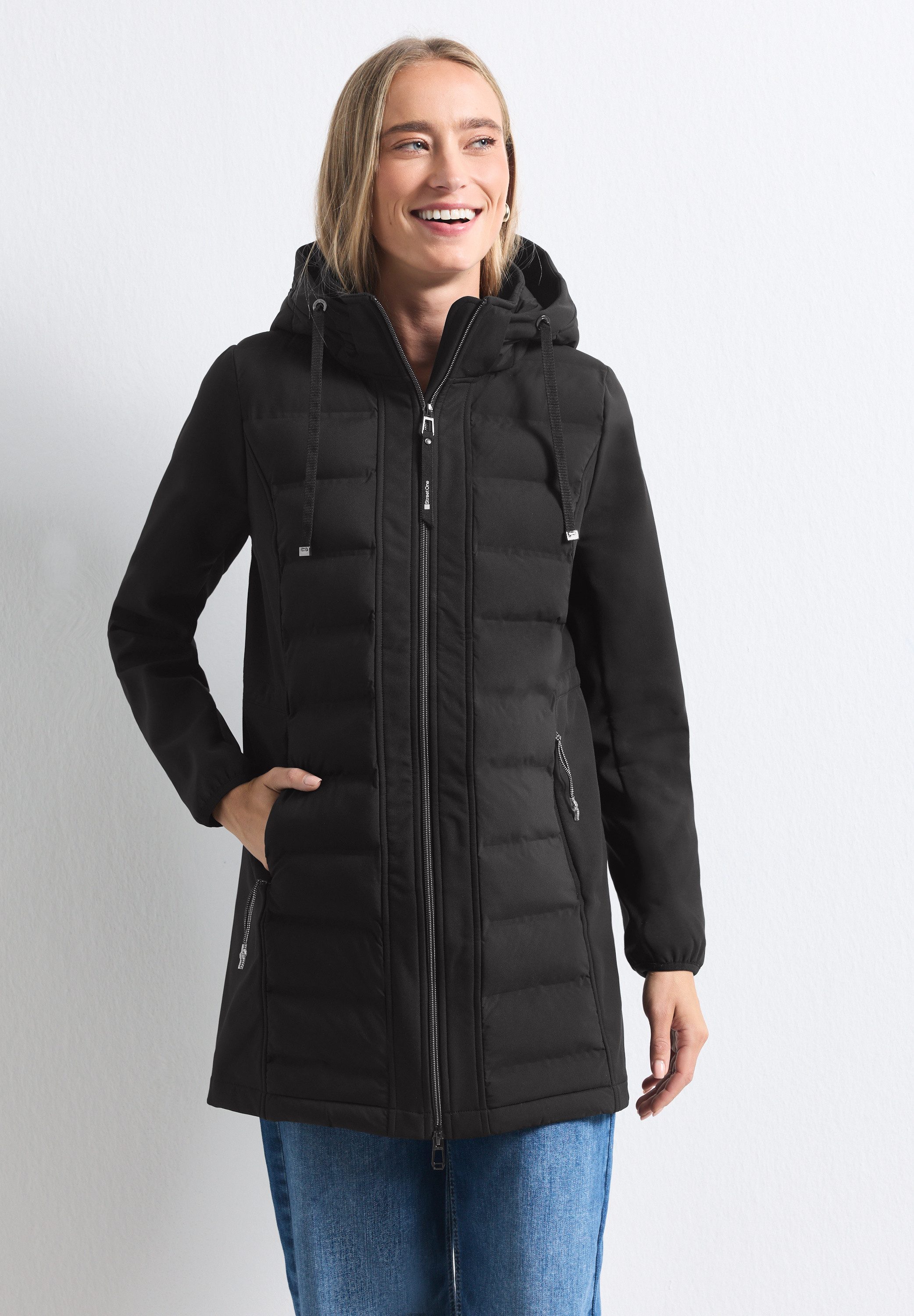 STREET ONE Softshelljacke mit Tunnelzug im Bund zum Taillieren