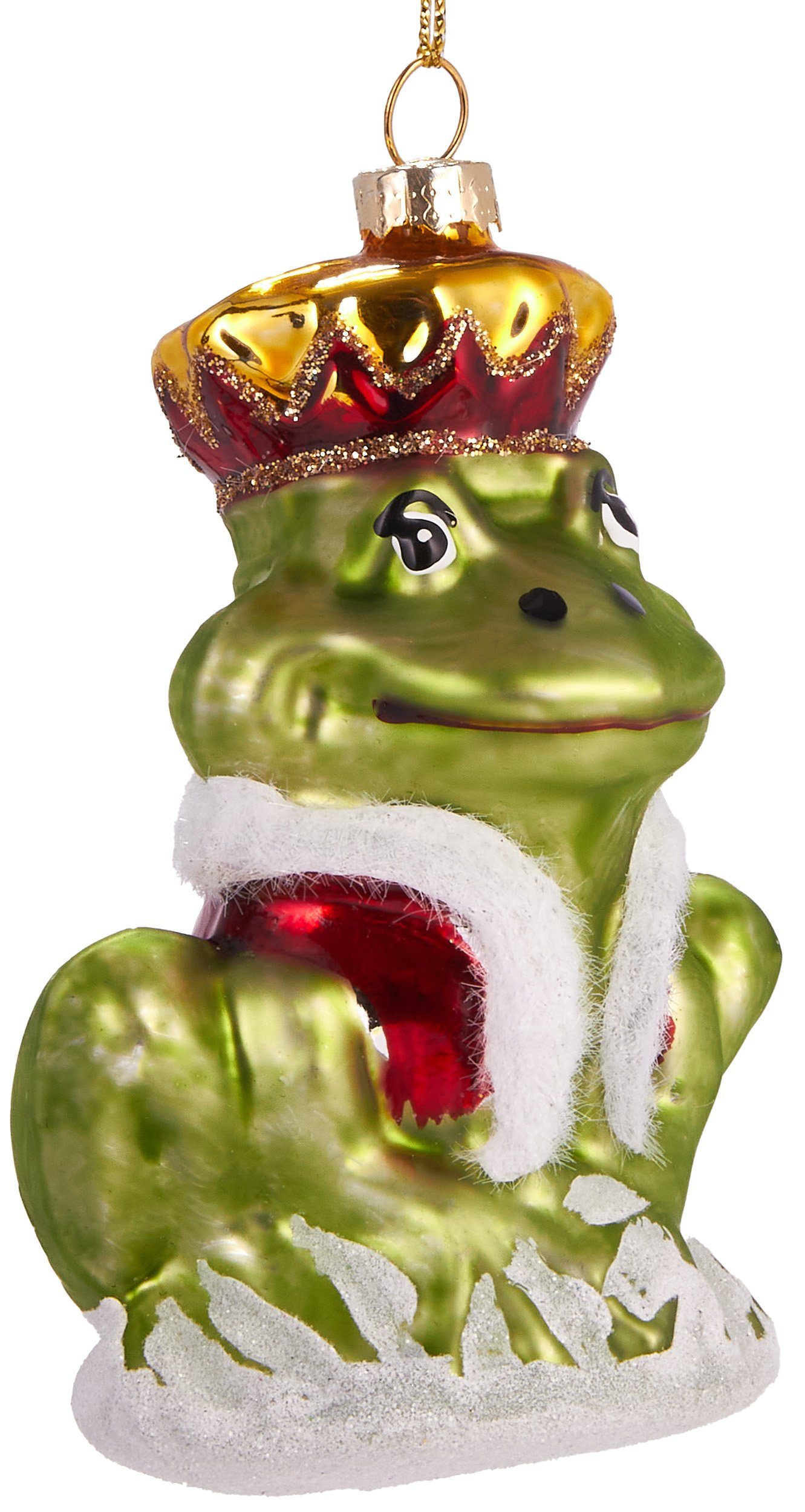 BRUBAKER Christbaumschmuck Mundgeblasene Weihnachtskugel Froschkönig, gläserner Weihnachtsschmuck aus der Märchenwelt, handbemalt - ca. 9.5 cm