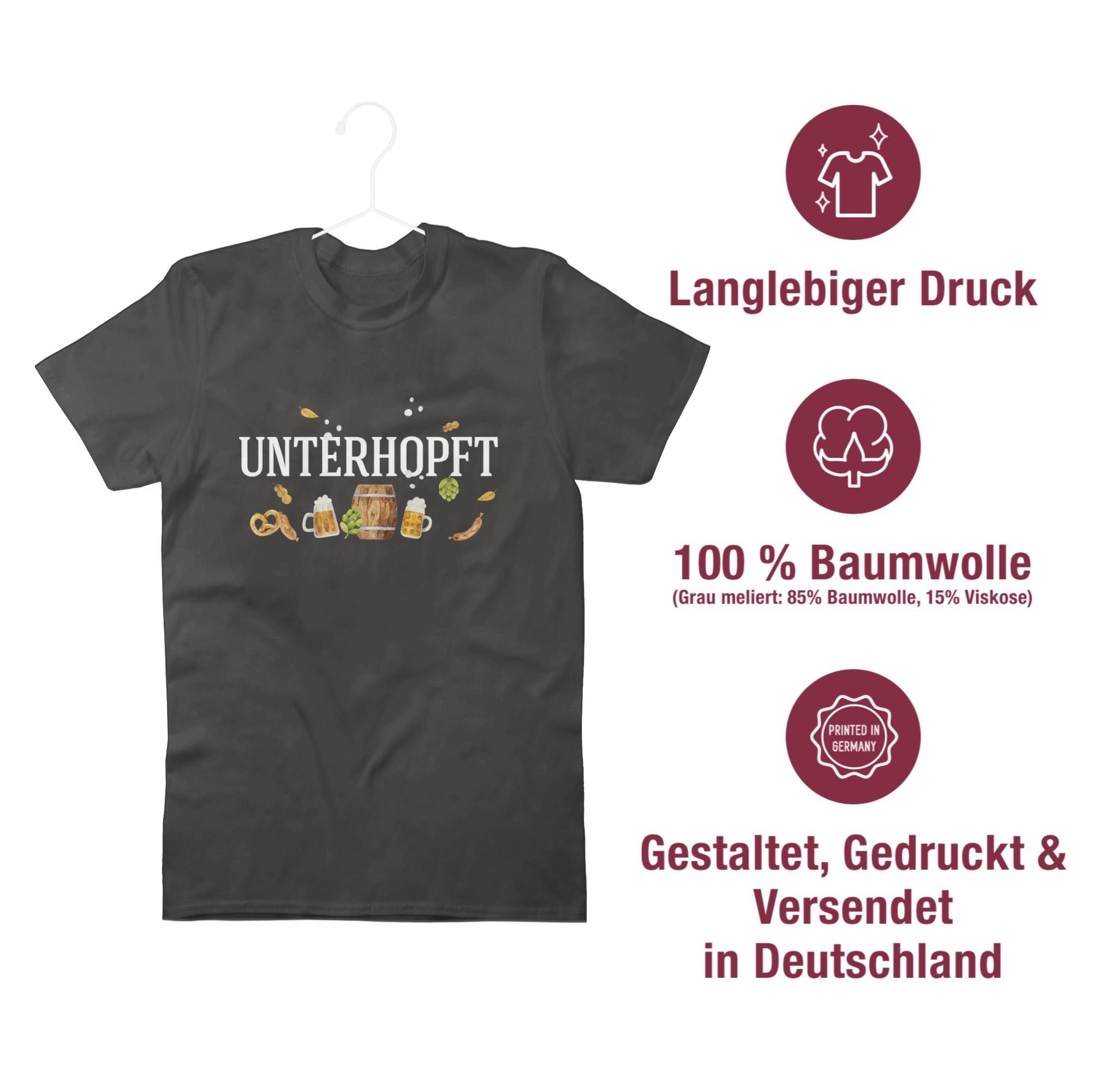 Shirtracer T-Shirt Chronisch Dunkelgrau Ges für Mälzer Herren Mode Oktoberfest Männertagsgeschenk 03 Brauer Unterhopft - Bier total